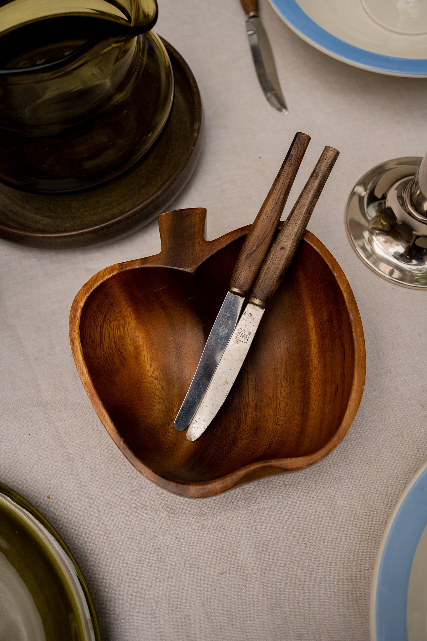 Wooden bowl apple
