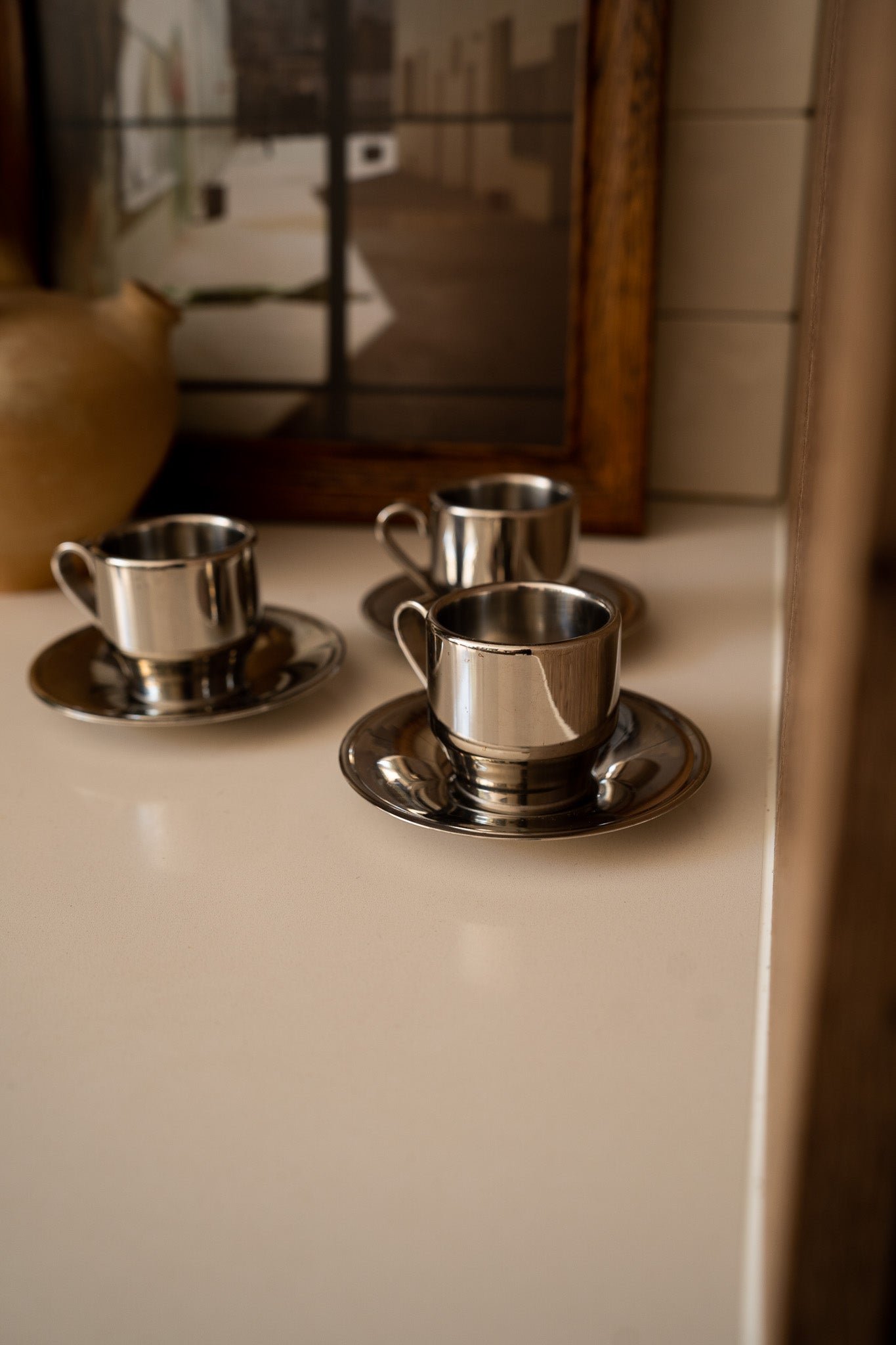 Set of 3 RVS espresso cups