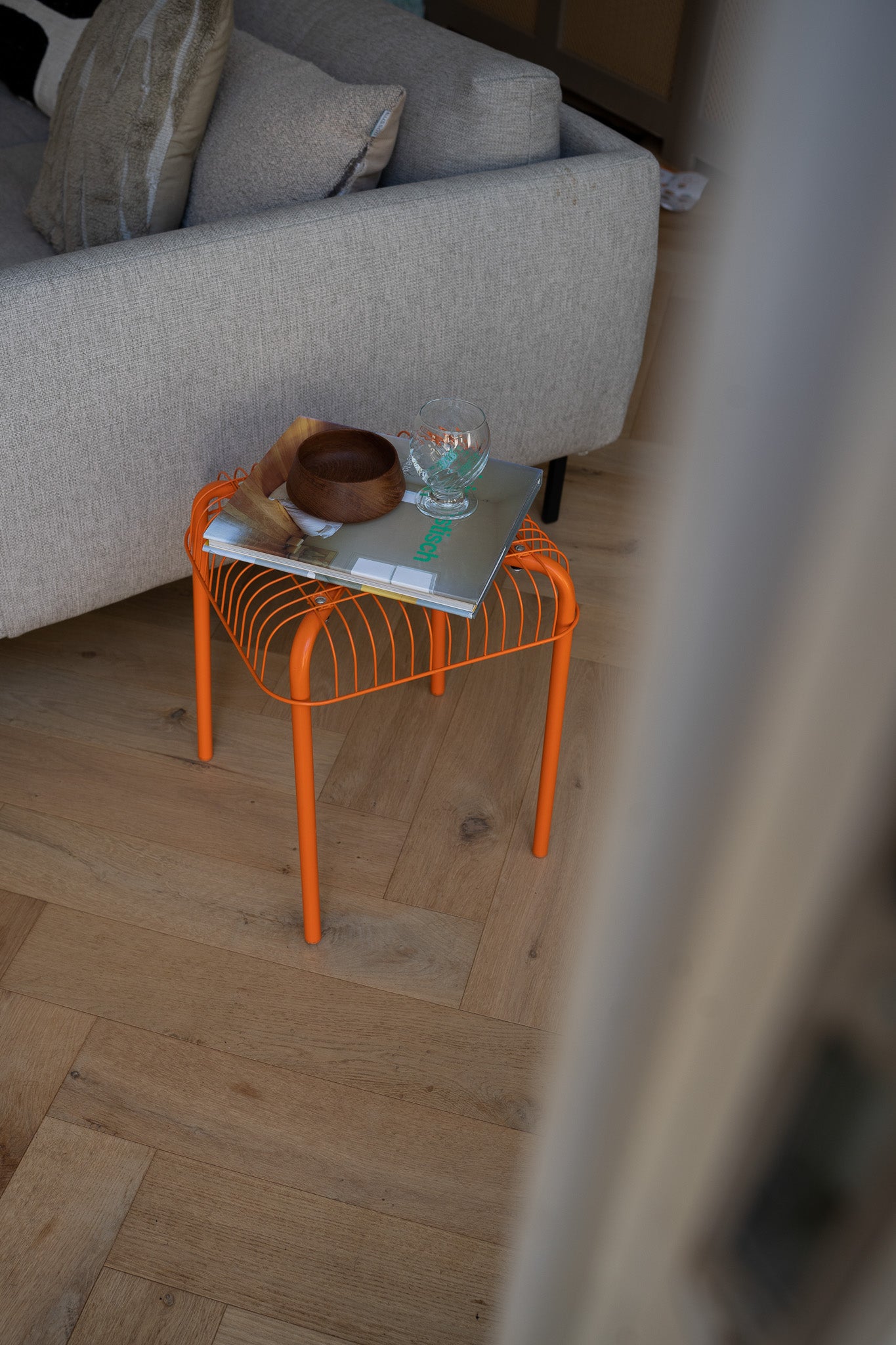 Vintage Ikea oranje Vasteron metalen kruk