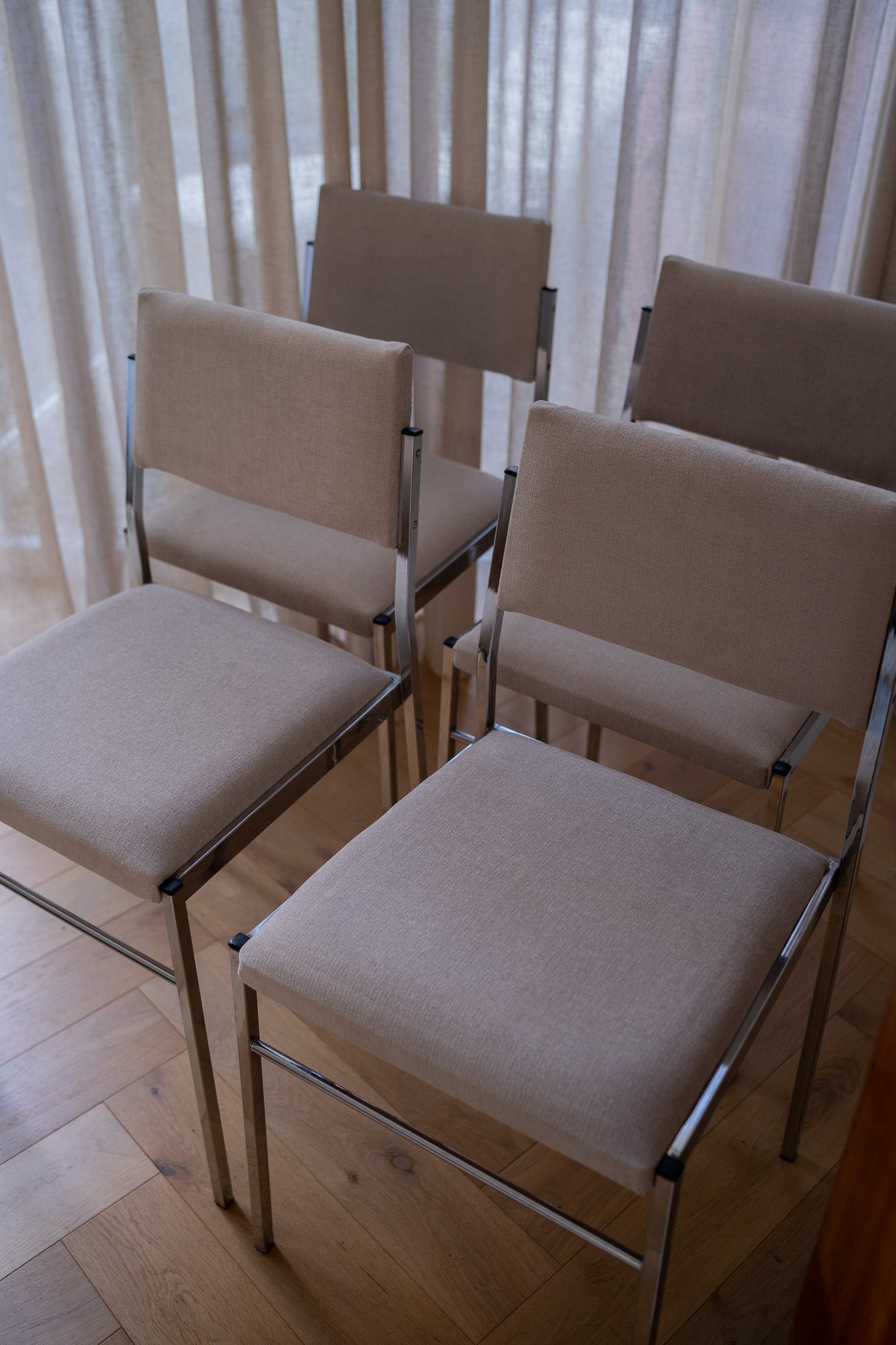 4 Vintage chroom eetkamerstoelen 1980’s