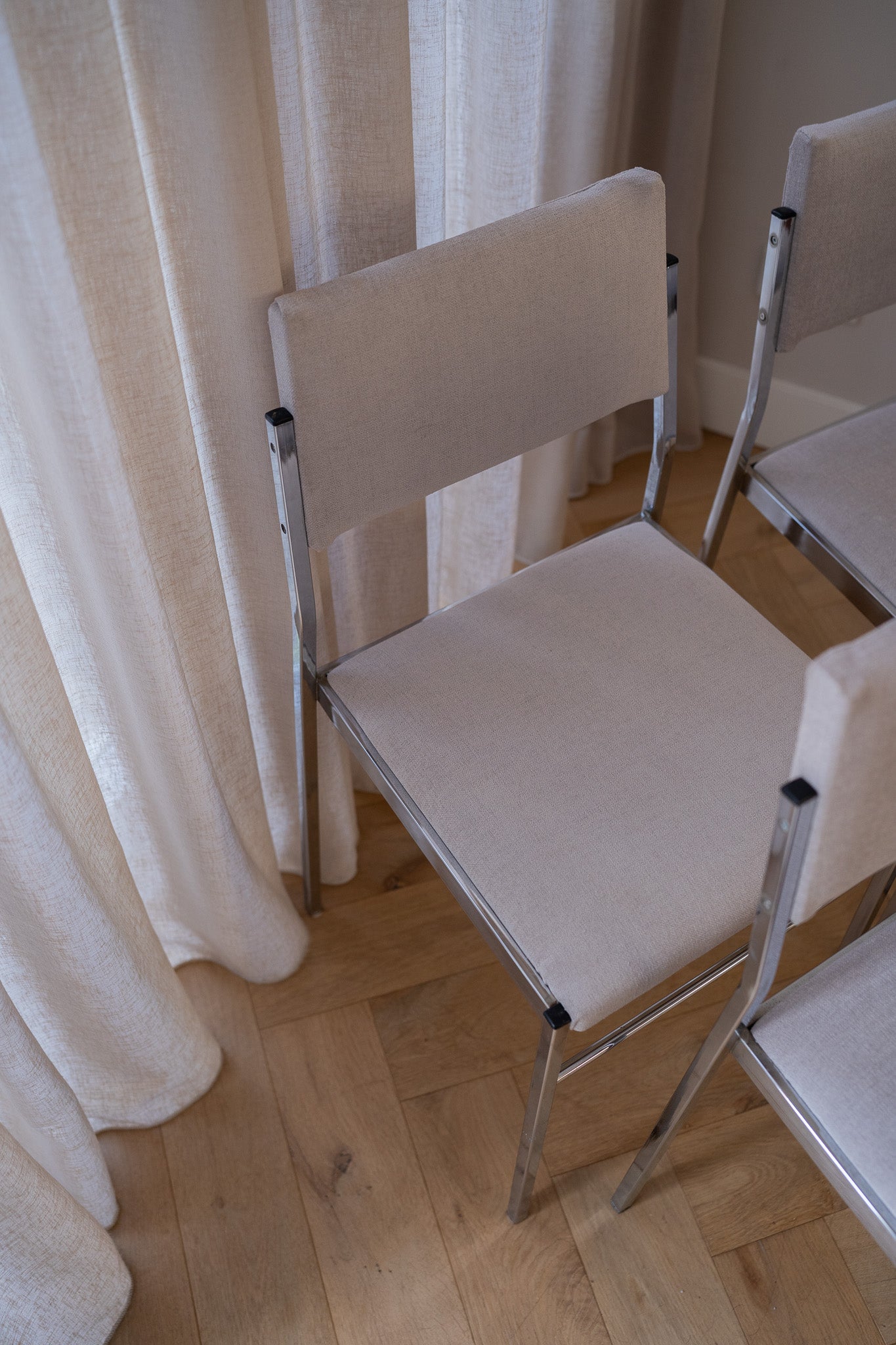 4 Vintage chroom eetkamerstoelen 1980’s