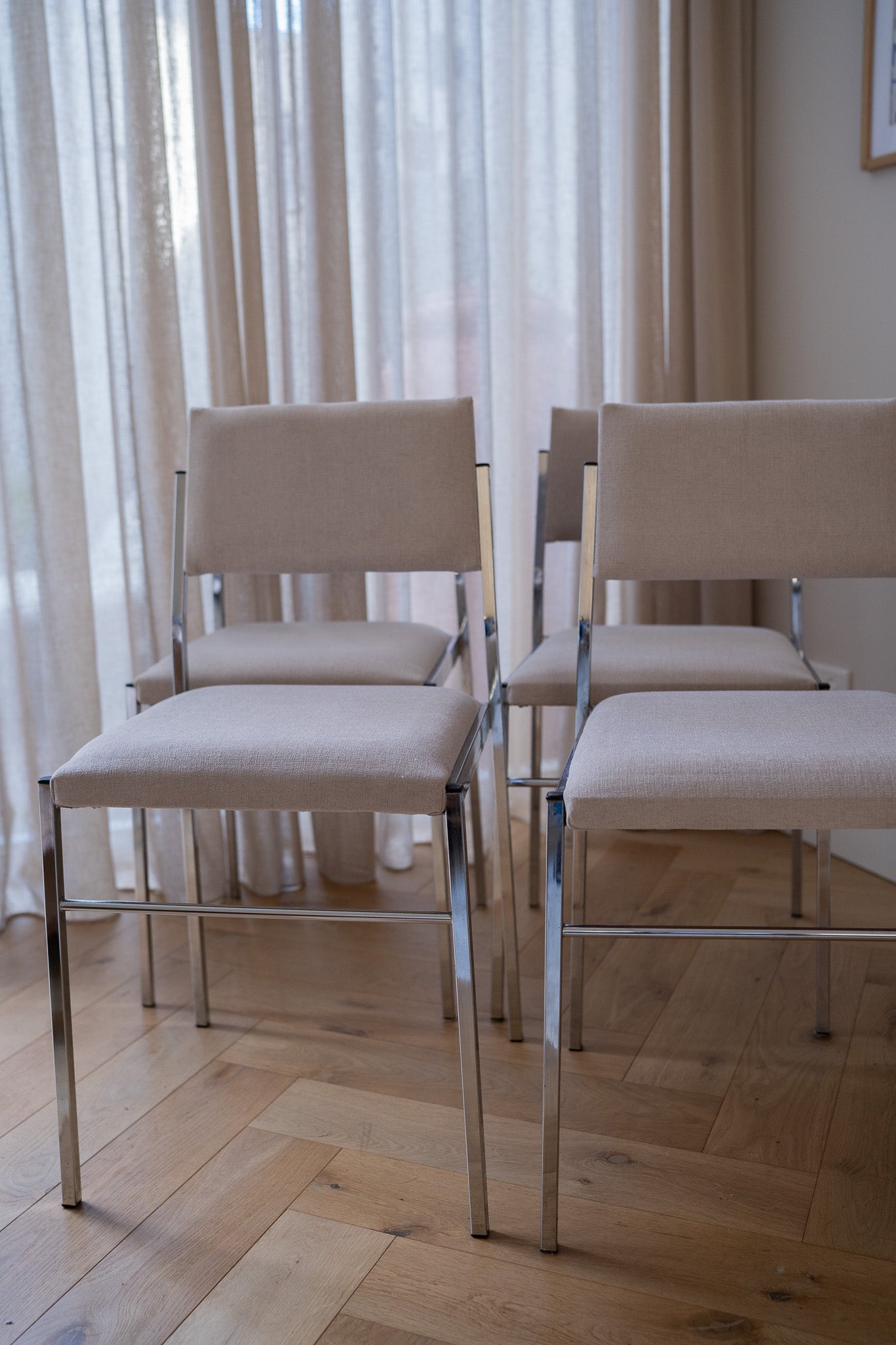 4 Vintage chroom eetkamerstoelen 1980’s