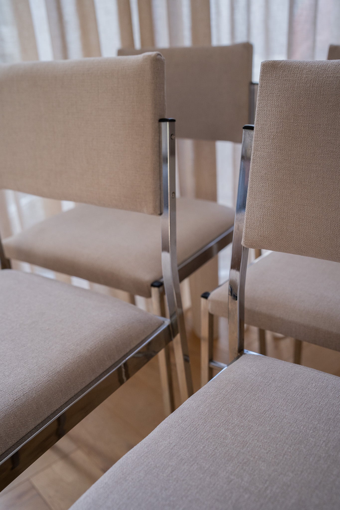 4 Vintage chroom eetkamerstoelen 1980’s