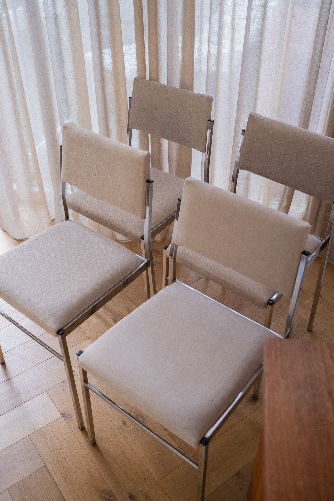 4 Vintage chroom eetkamerstoelen 1980’s