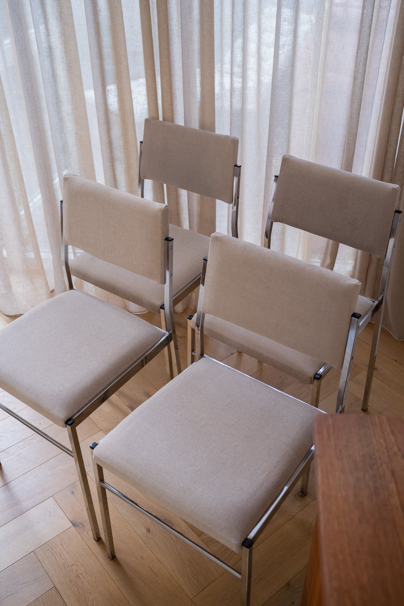 4 Vintage chroom eetkamerstoelen 1980’s