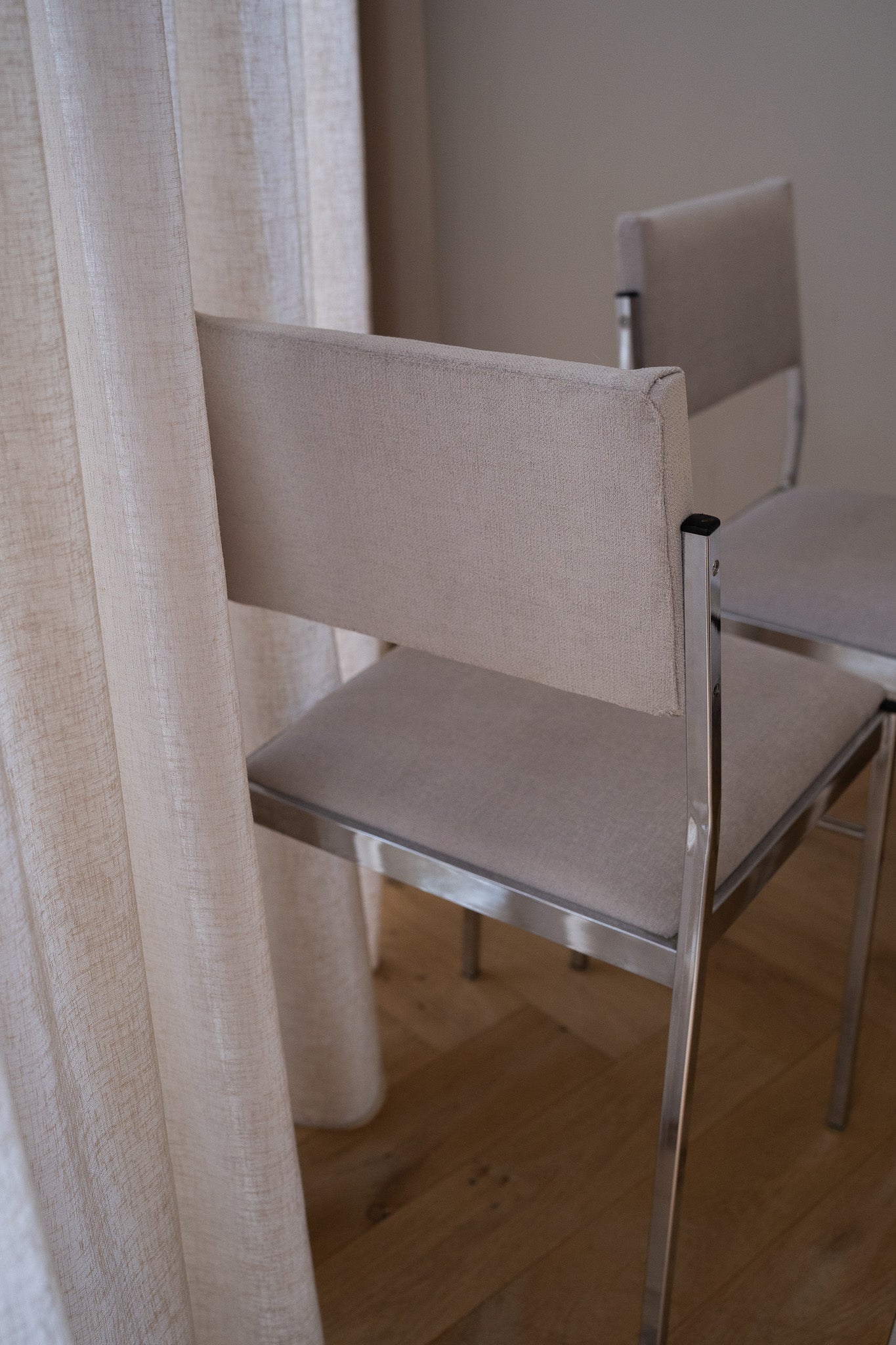 4 Vintage chroom eetkamerstoelen 1980’s
