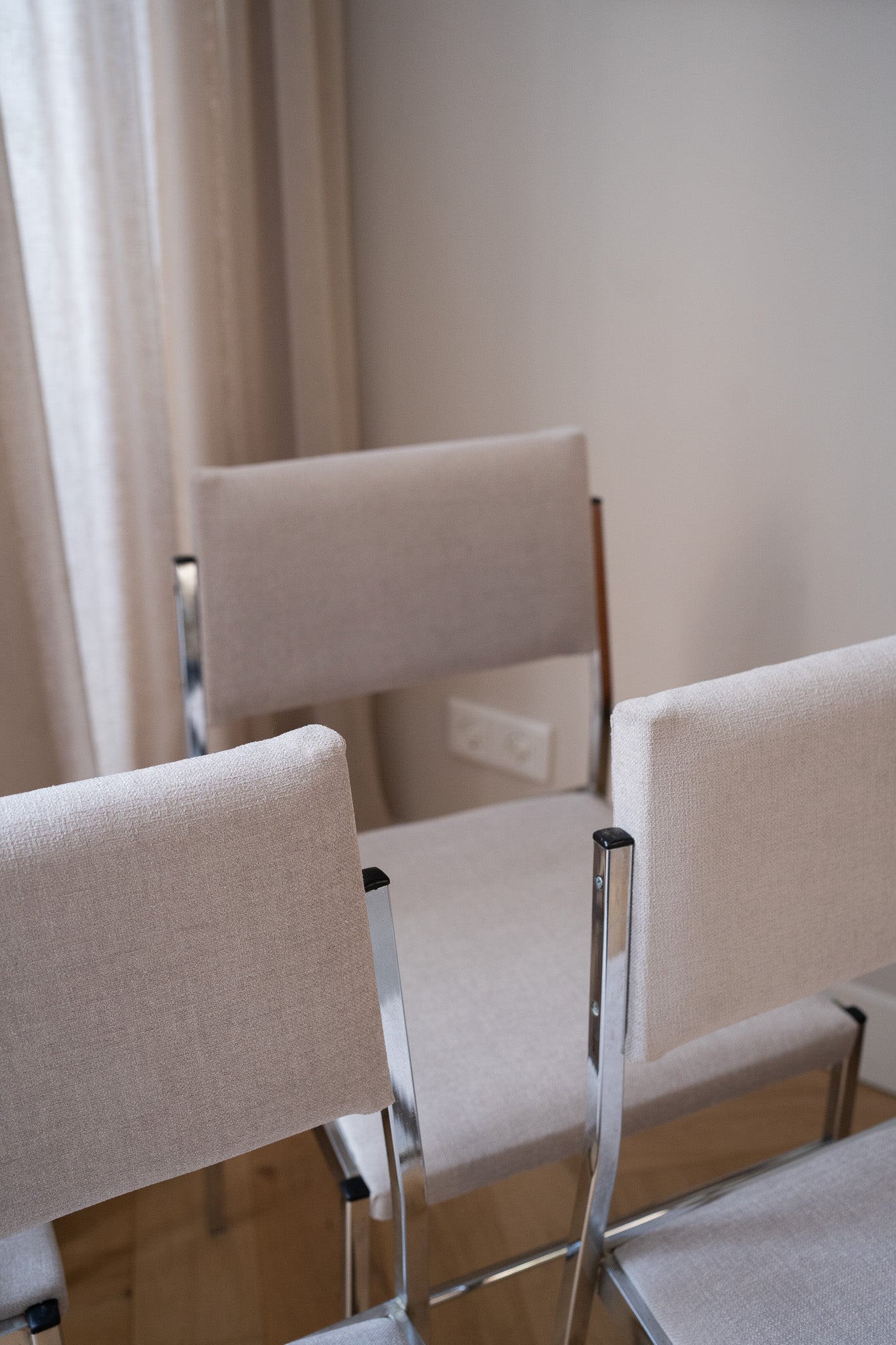 4 Vintage chroom eetkamerstoelen 1980’s