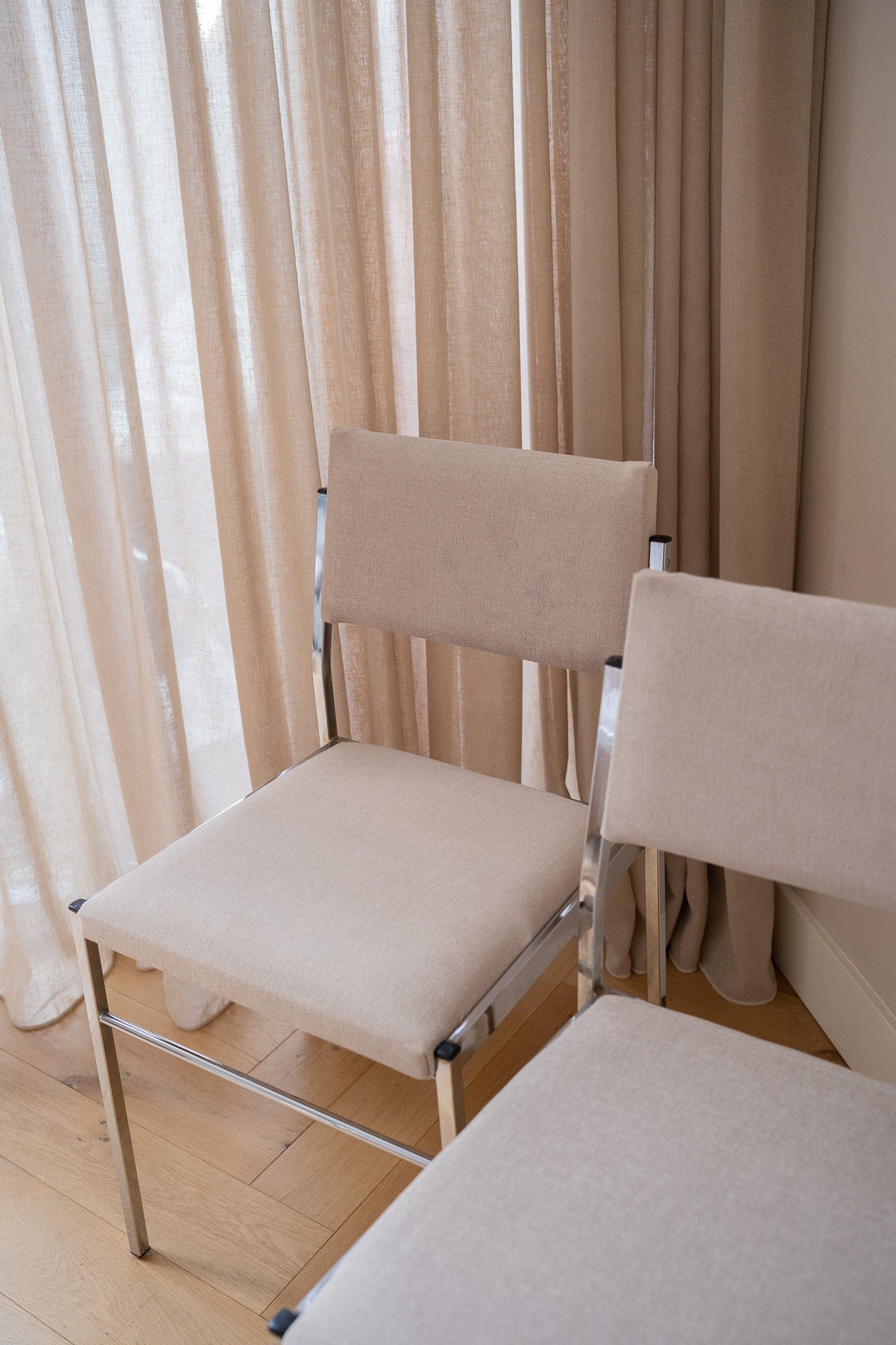 4 Vintage chroom eetkamerstoelen 1980’s