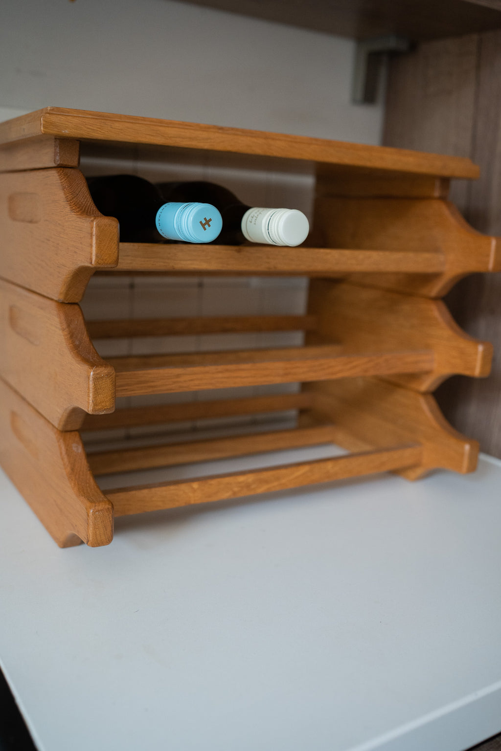 Vintage houten wijnrek