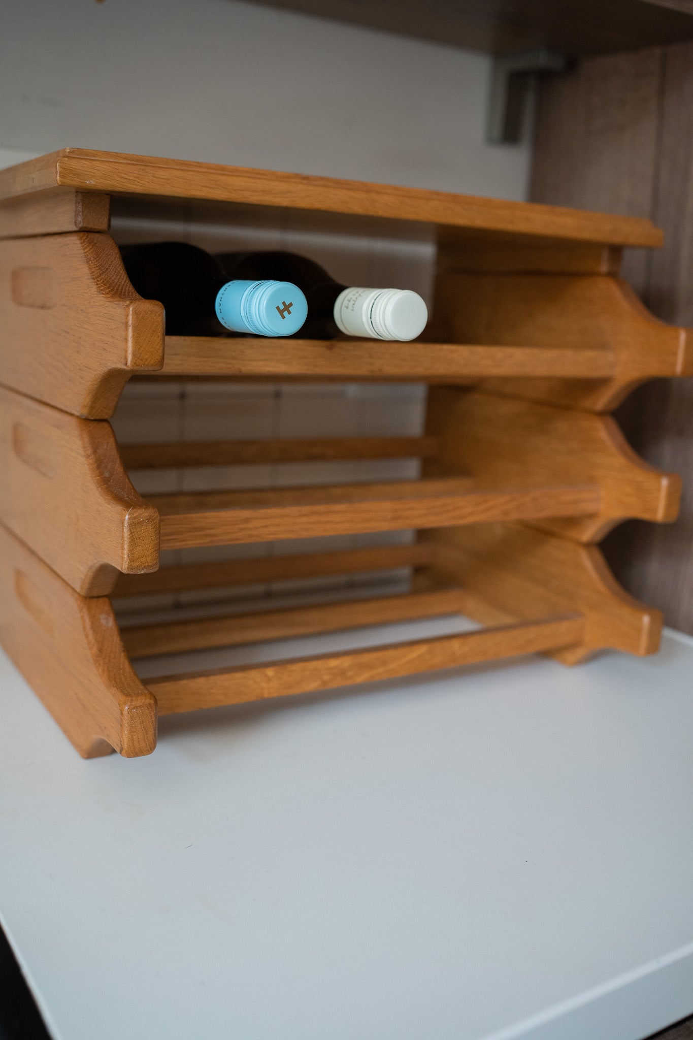 Vintage houten wijnrek