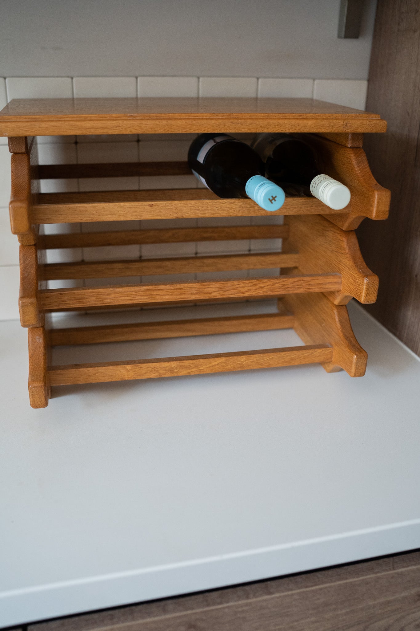 Vintage houten wijnrek