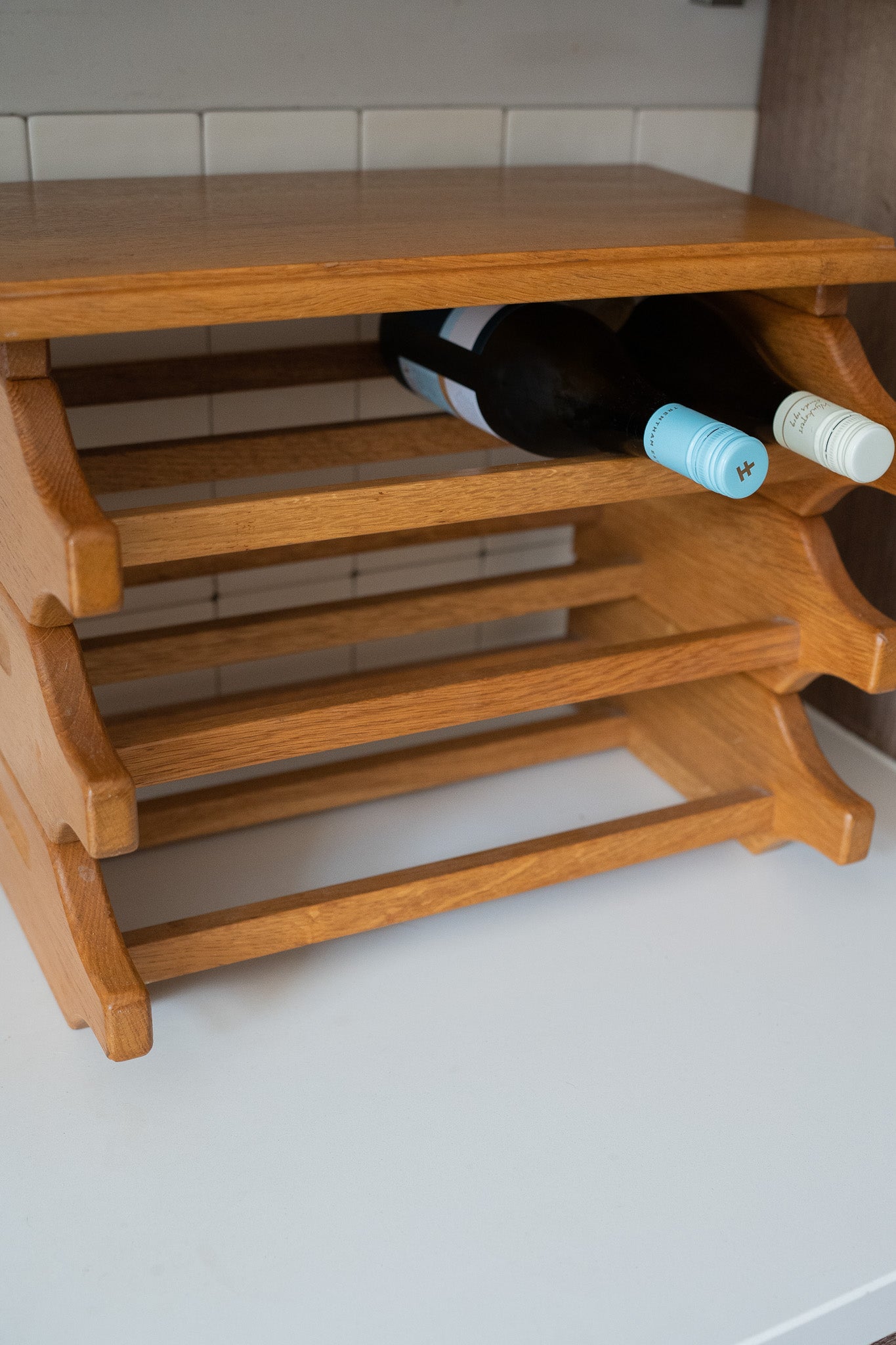 Vintage houten wijnrek