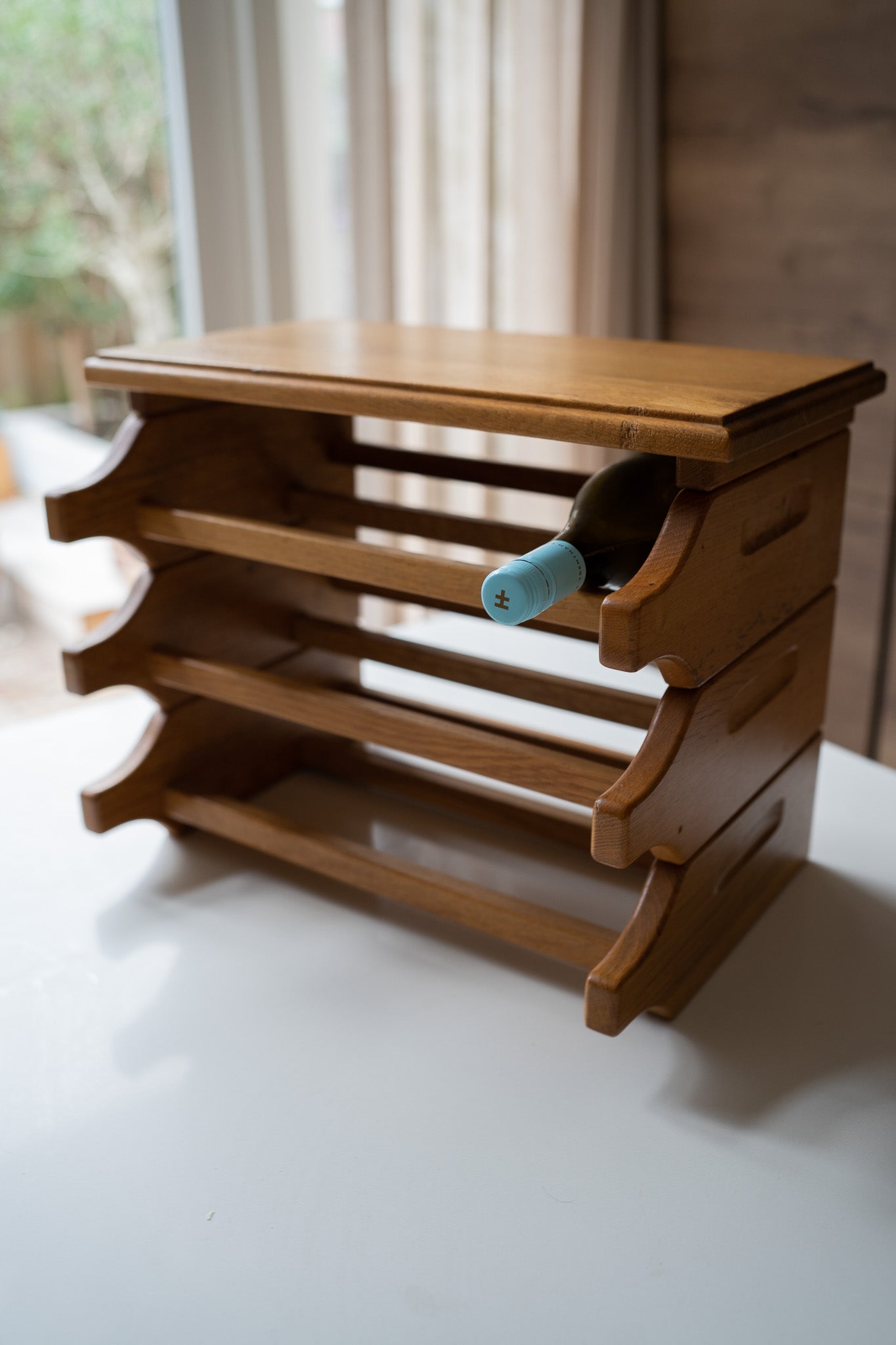 Vintage houten wijnrek