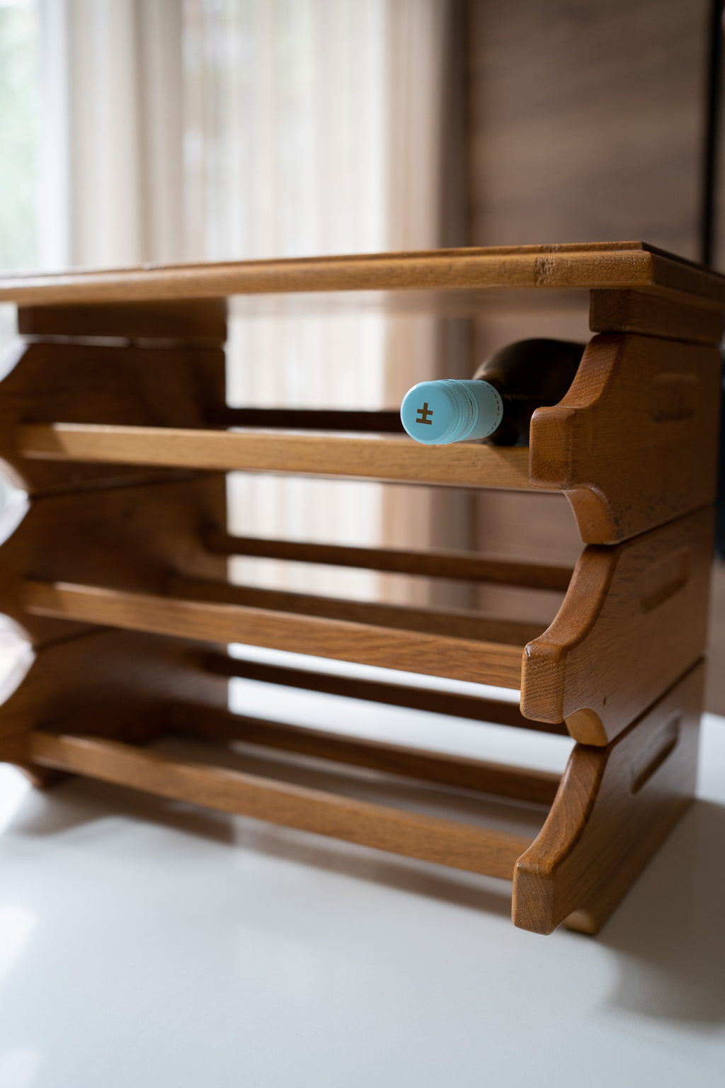 Vintage houten wijnrek