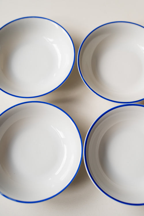 4 schaaltjes met blauwe rand