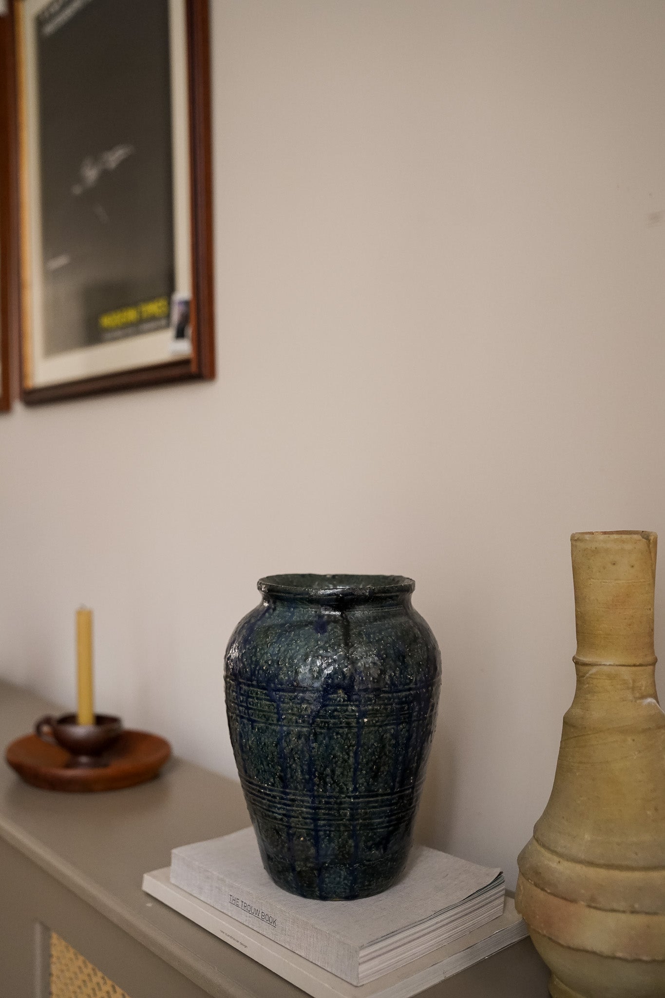 Grote donkerblauwe vaas