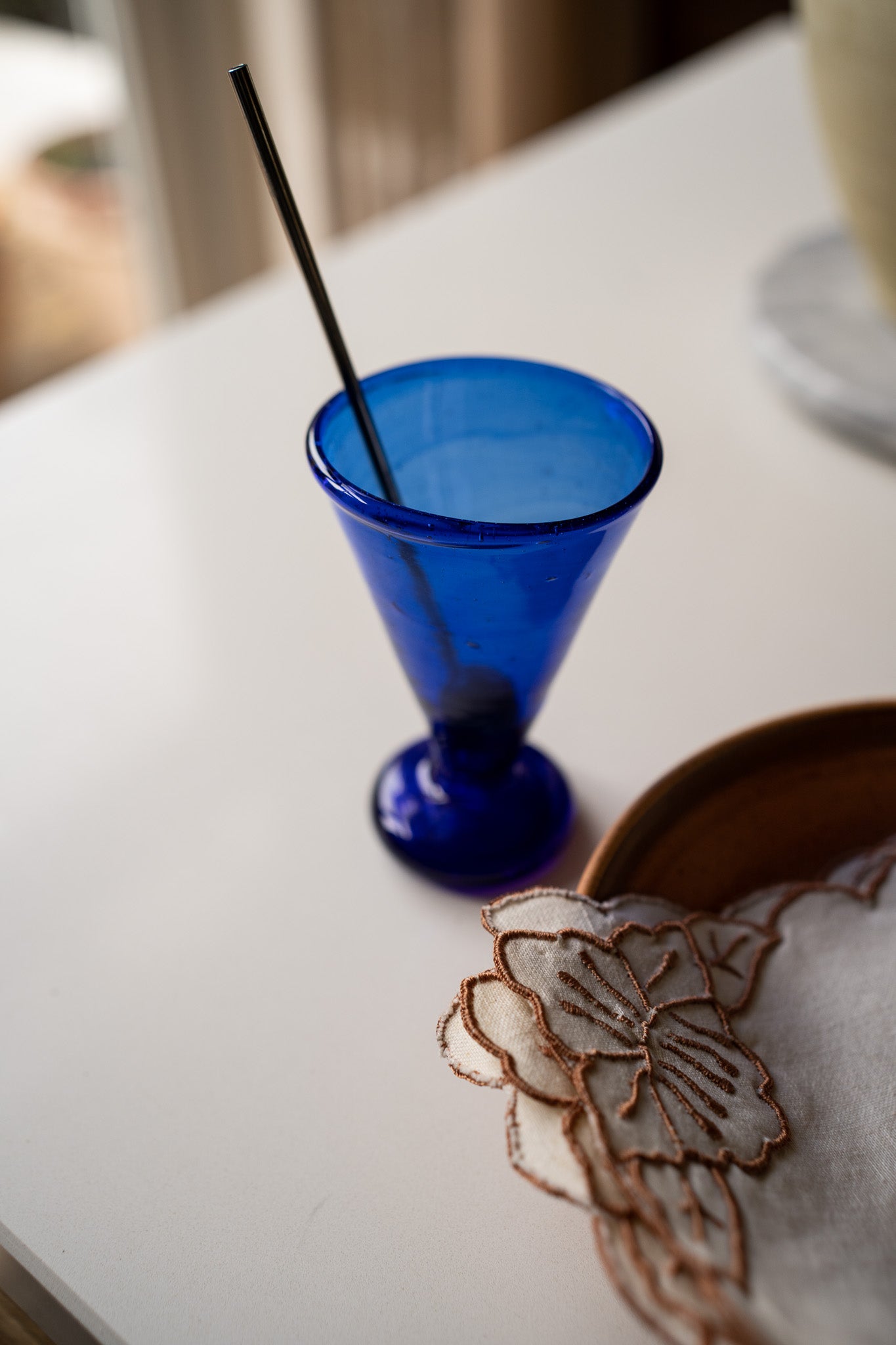 Set van 4 blauwe cocktail glazen