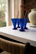 Set van 4 blauwe cocktail glazen