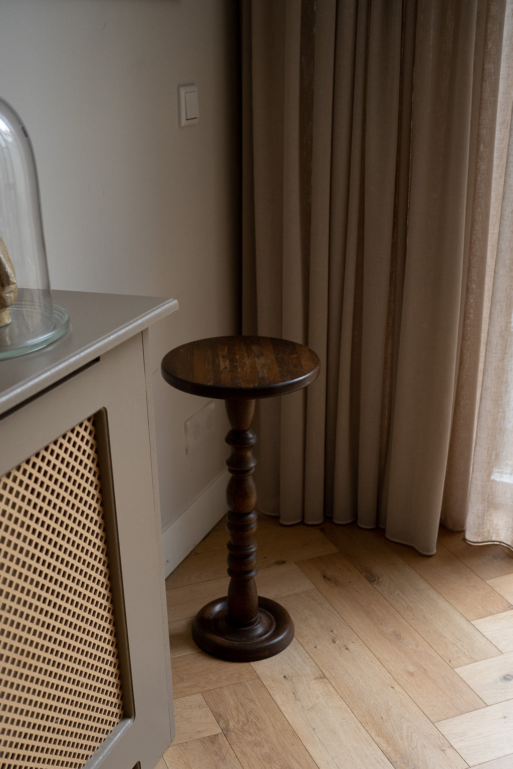 Vintage houten pilaar/ plantentafel