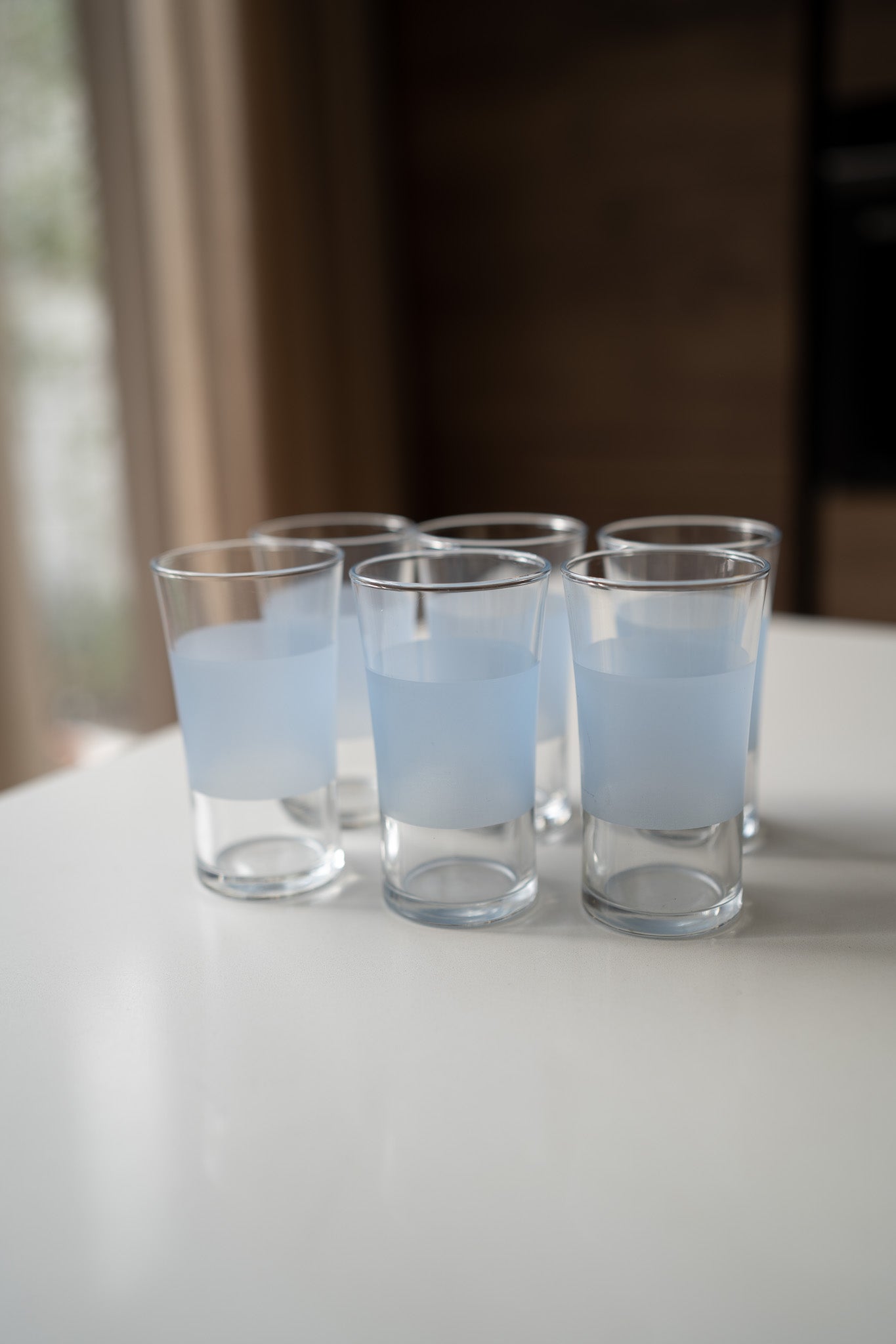 6 waterglazen lichtblauw