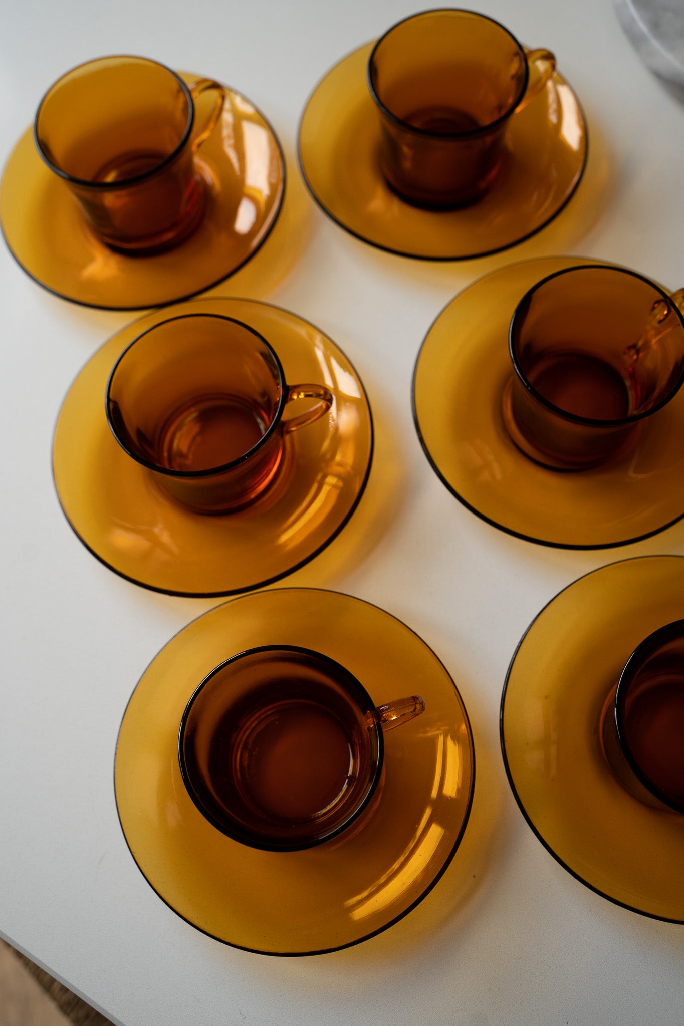 Set van 6 duralex kop en schotels