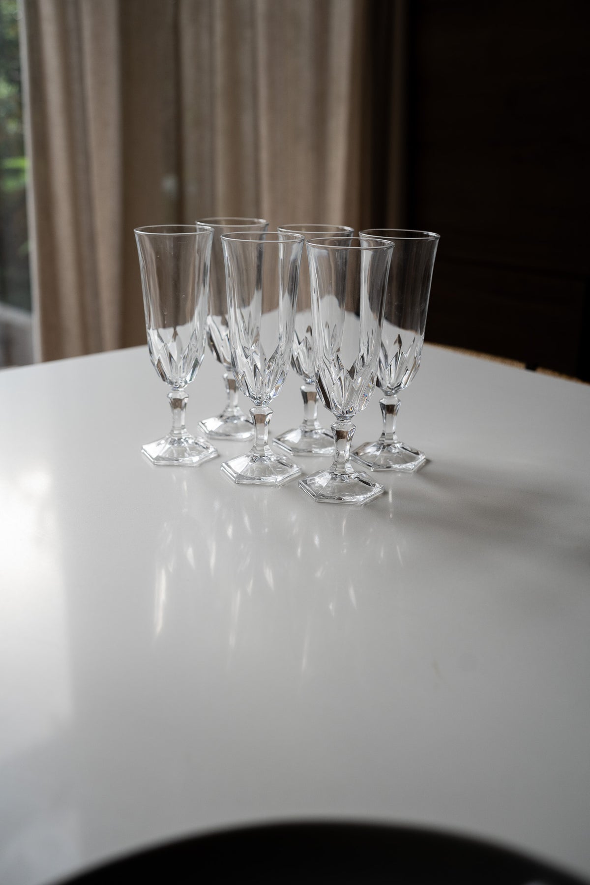 Set 6 vintage kristallen champagneglazen