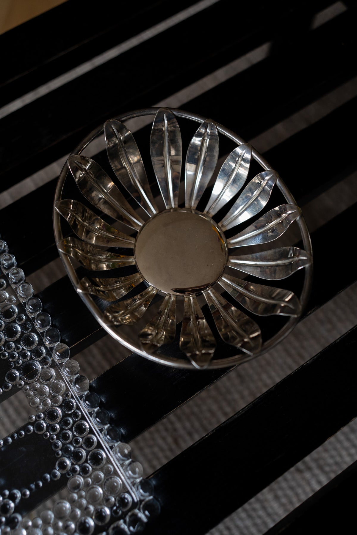 Mid Century Modern chromed fruit basket