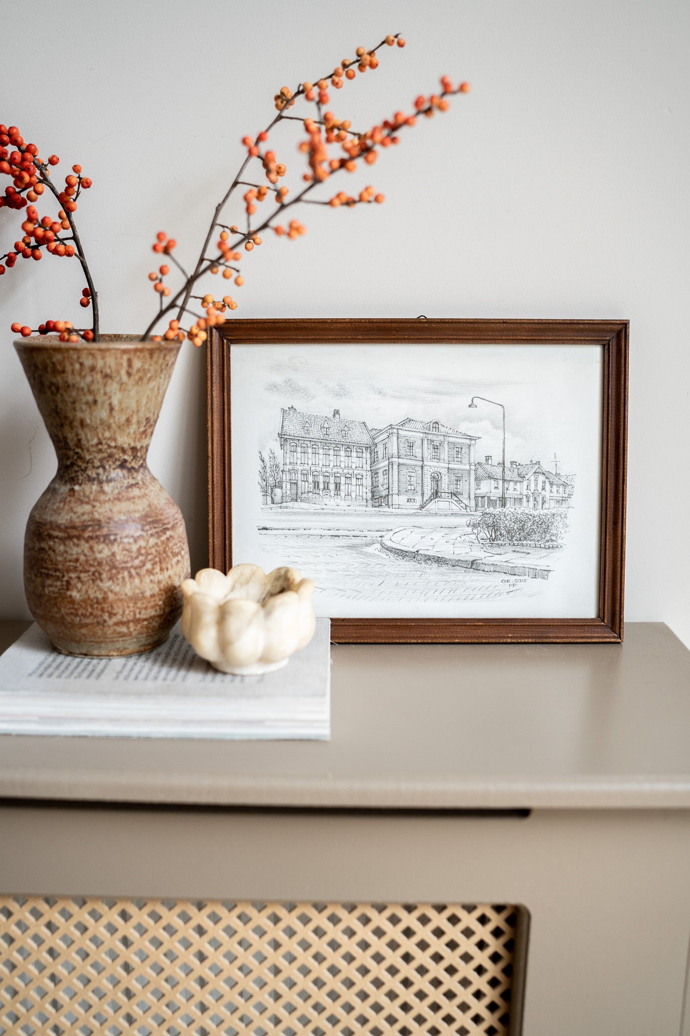 Houten lijst met schets