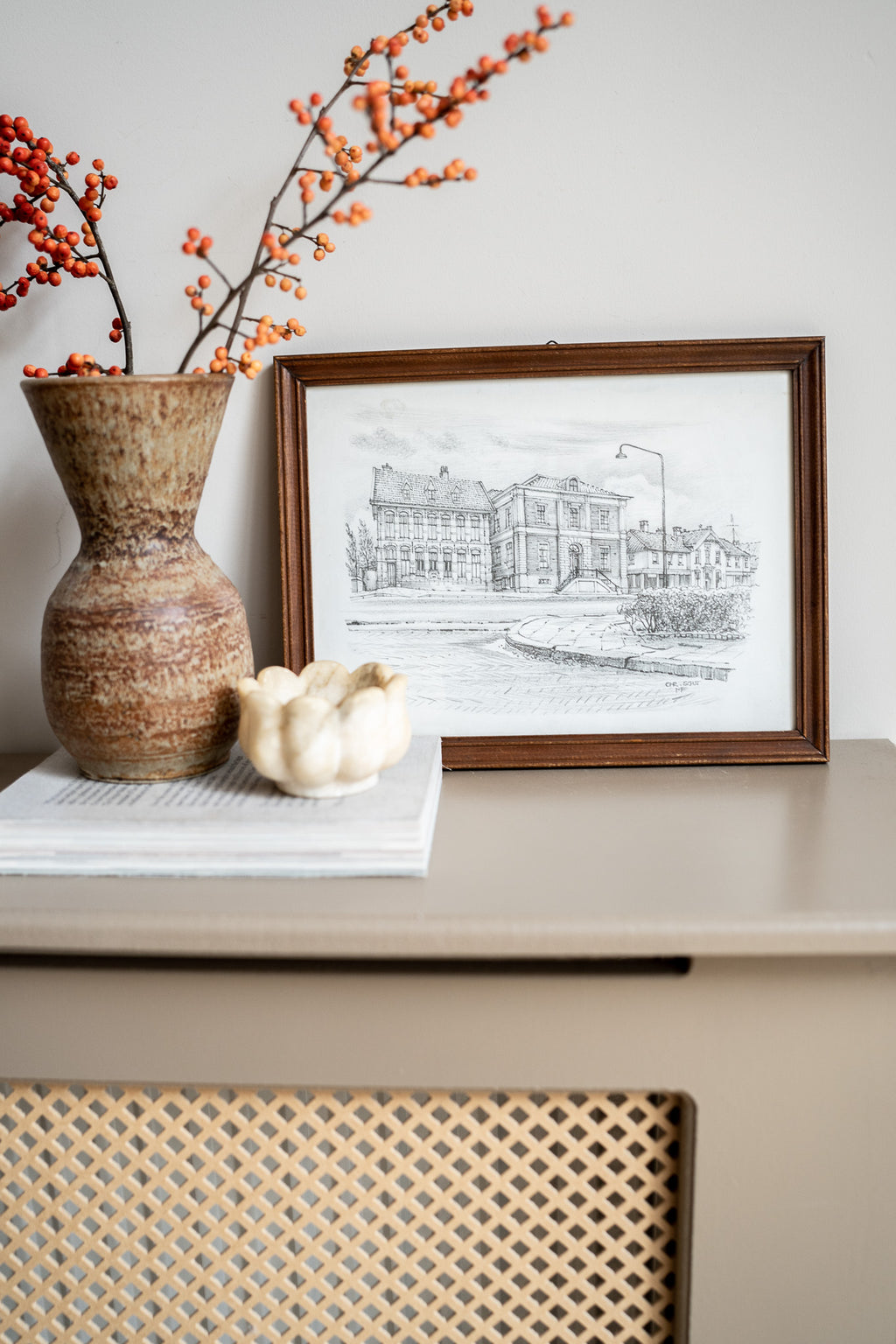 Houten lijst met schets