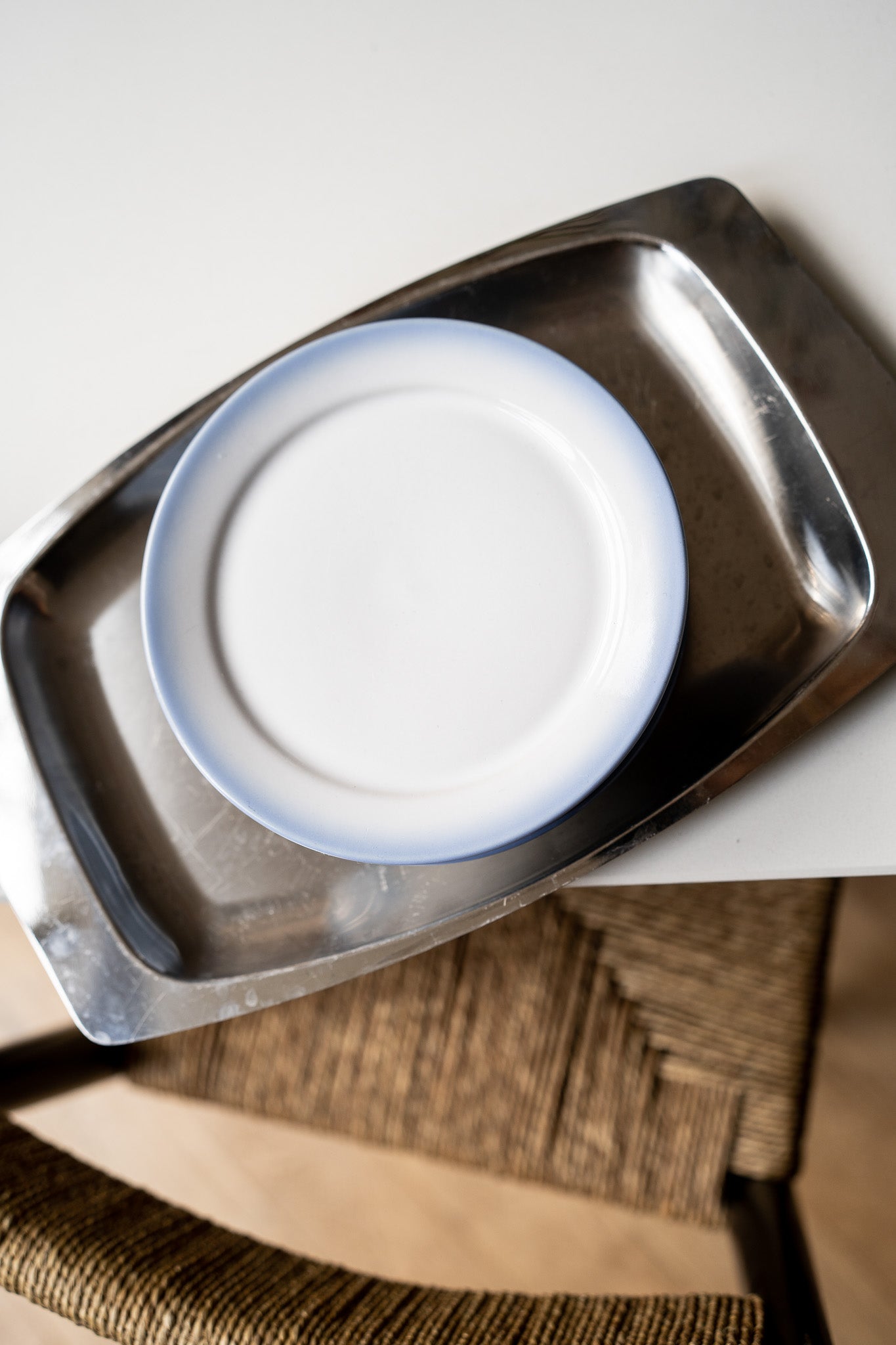 5 lichtblauwe ontbijtborden