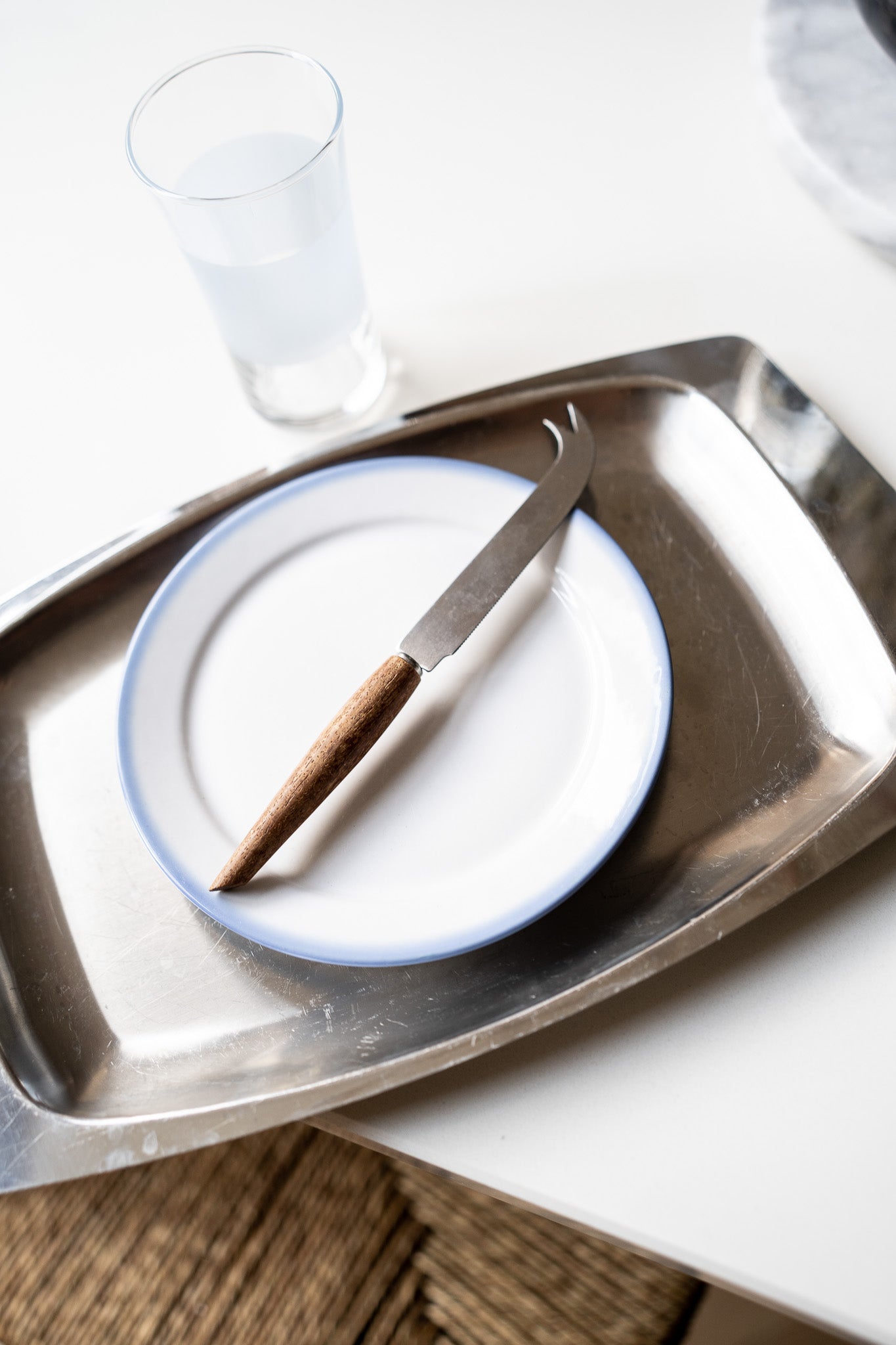 5 lichtblauwe ontbijtborden