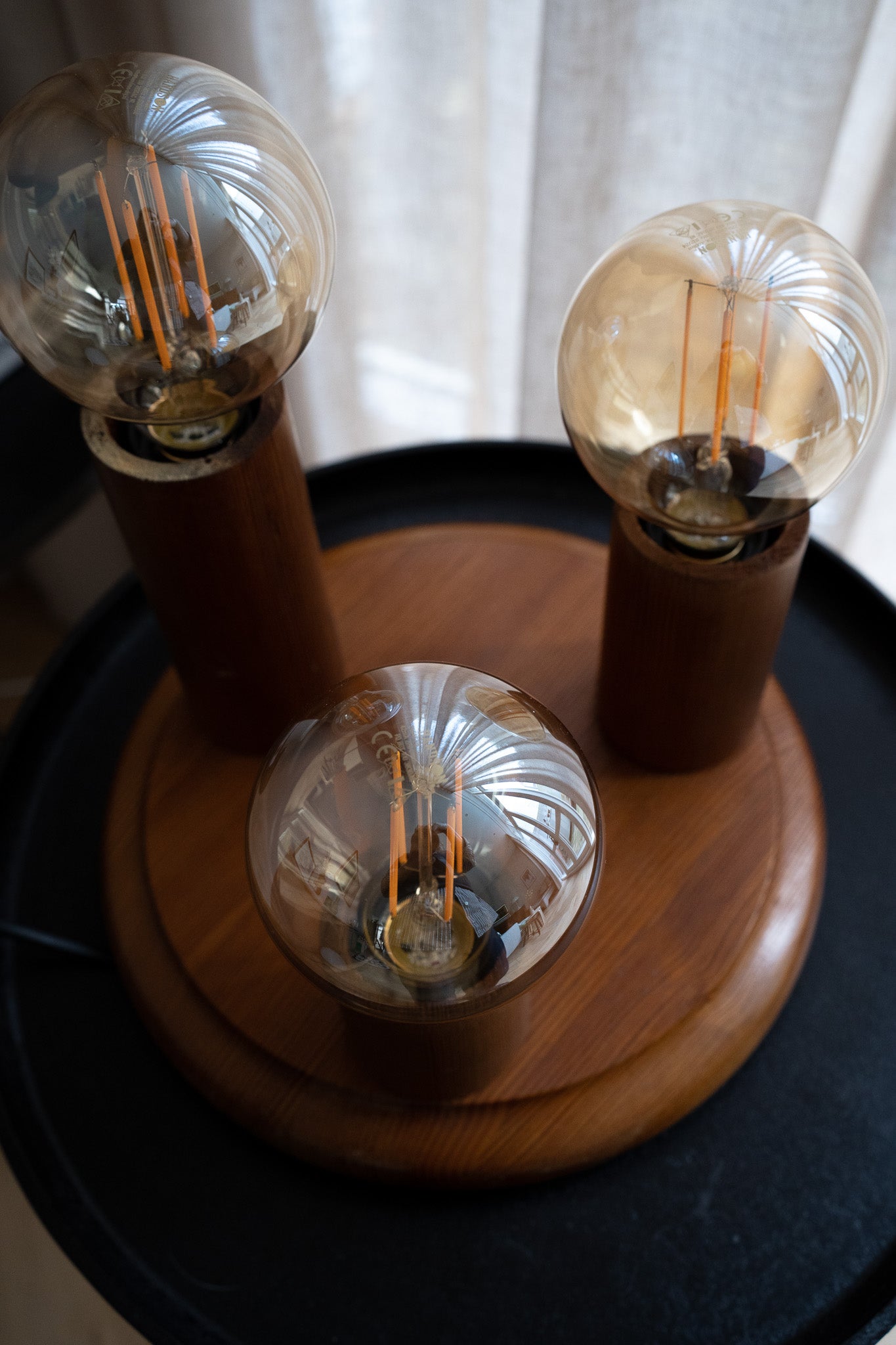 Vintage houten plafonniere