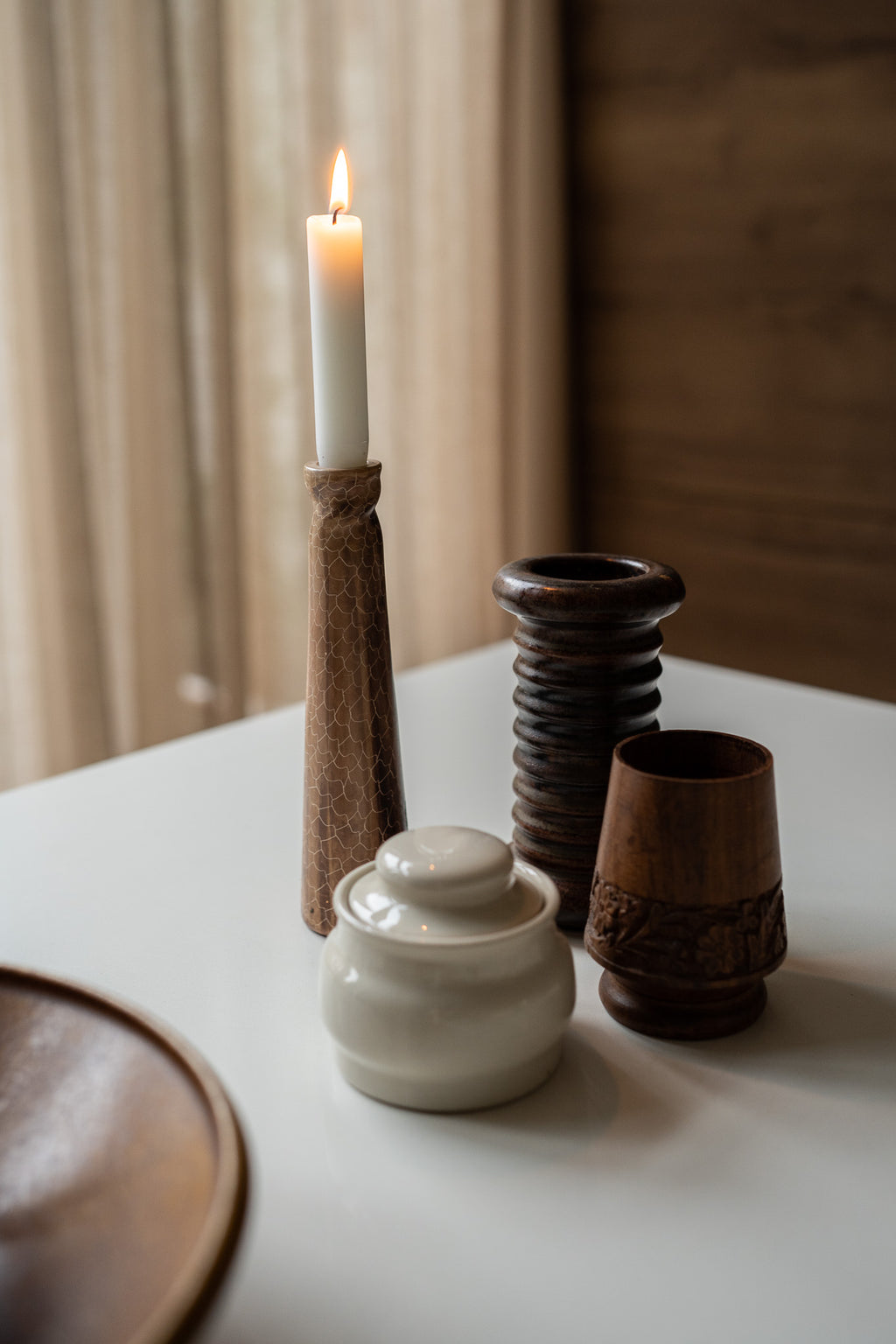 Candelholder hand carved