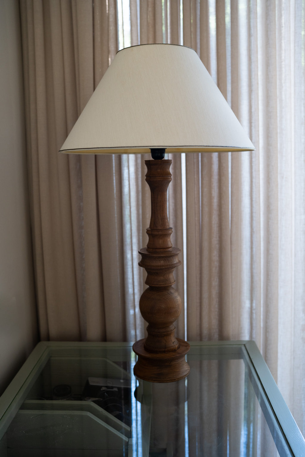 Vintage hoge Houten lampenvoet