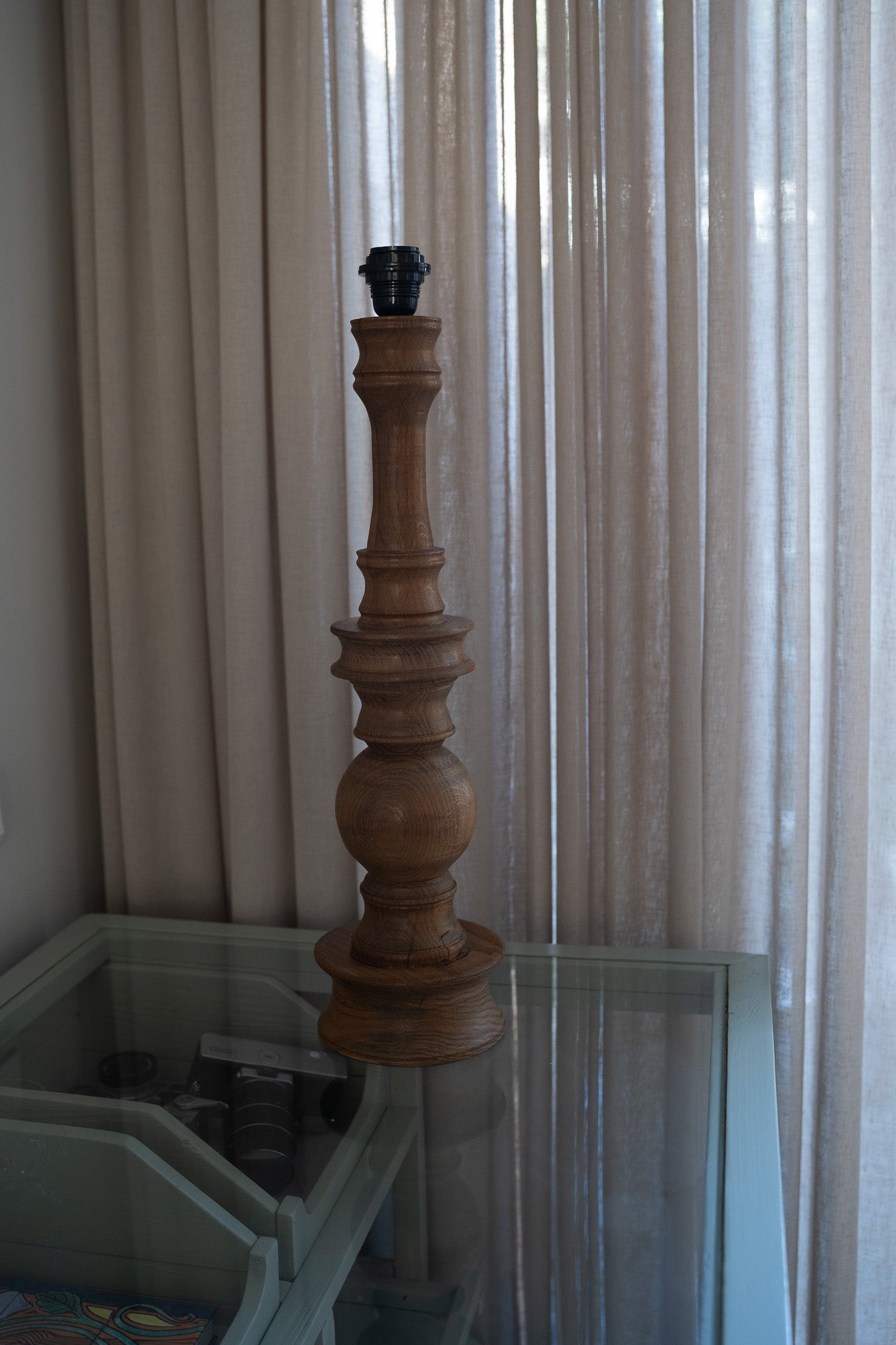 Vintage hoge Houten lampenvoet