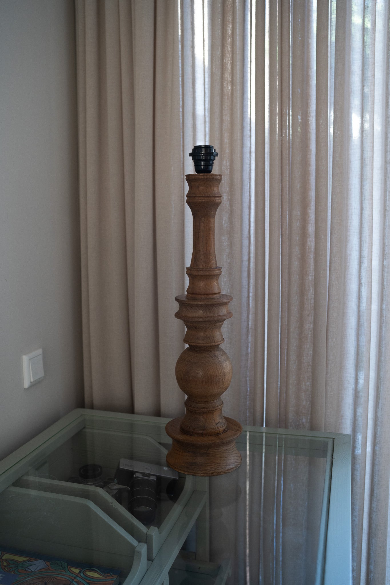 Vintage hoge Houten lampenvoet
