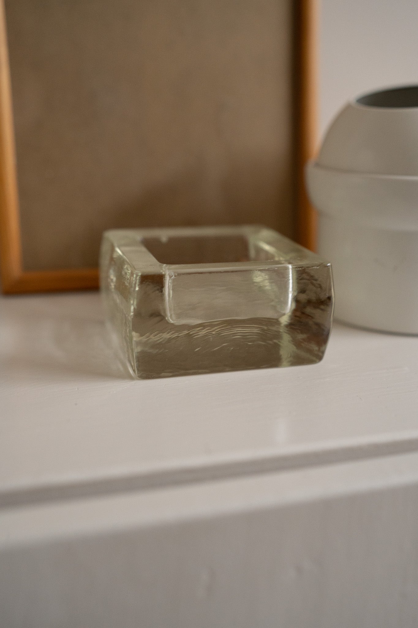 Vierkante glazen schaal