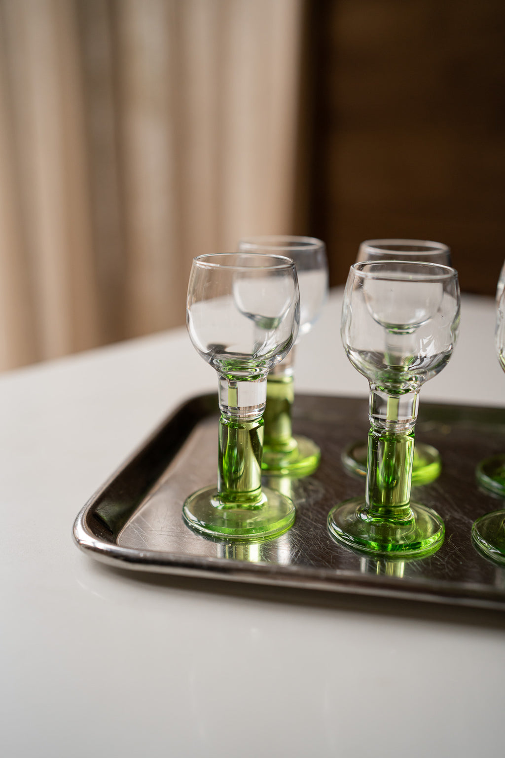 6 groene likeurglazen Bormioli Rocco