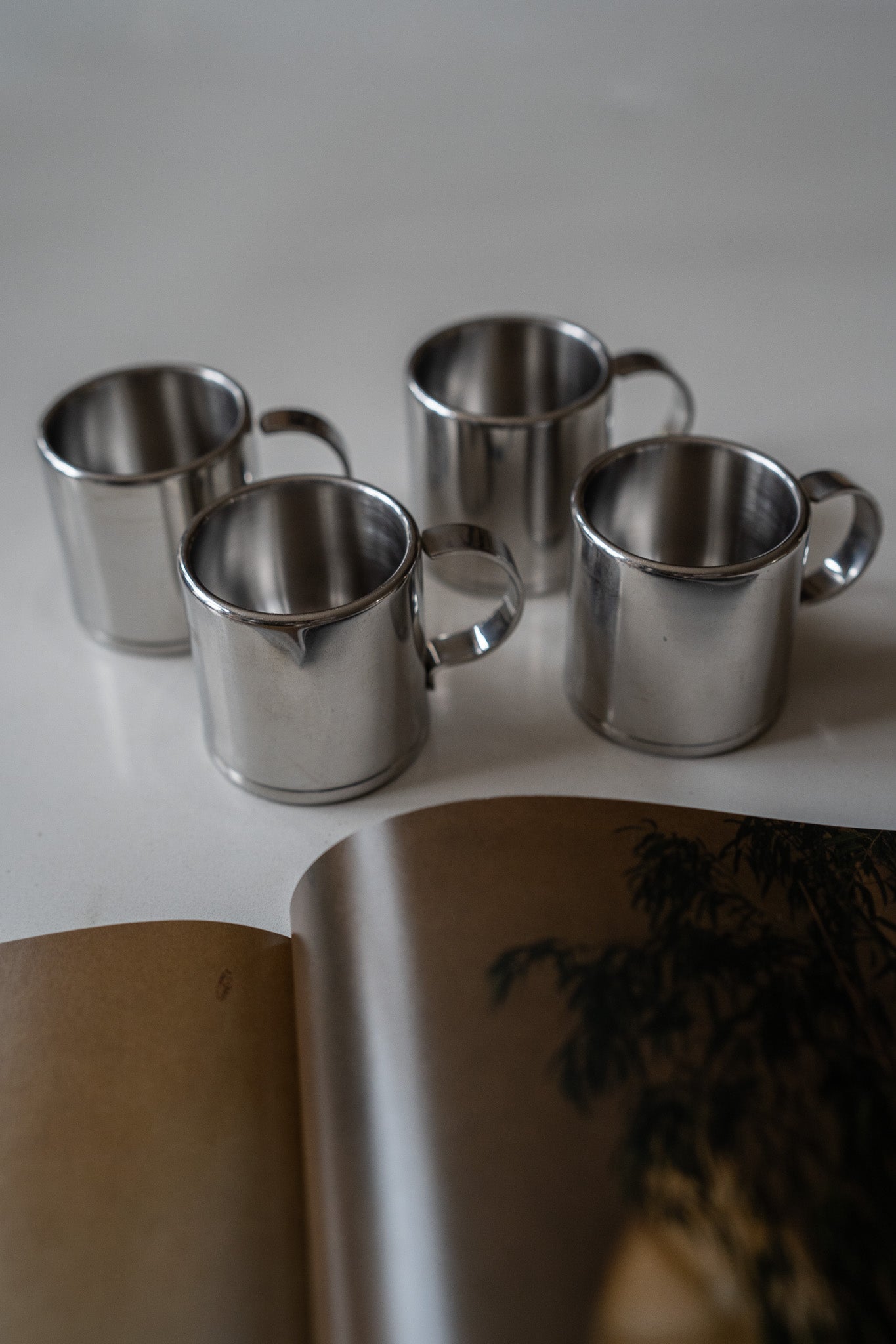 Set van 4 rvs espressokopjes