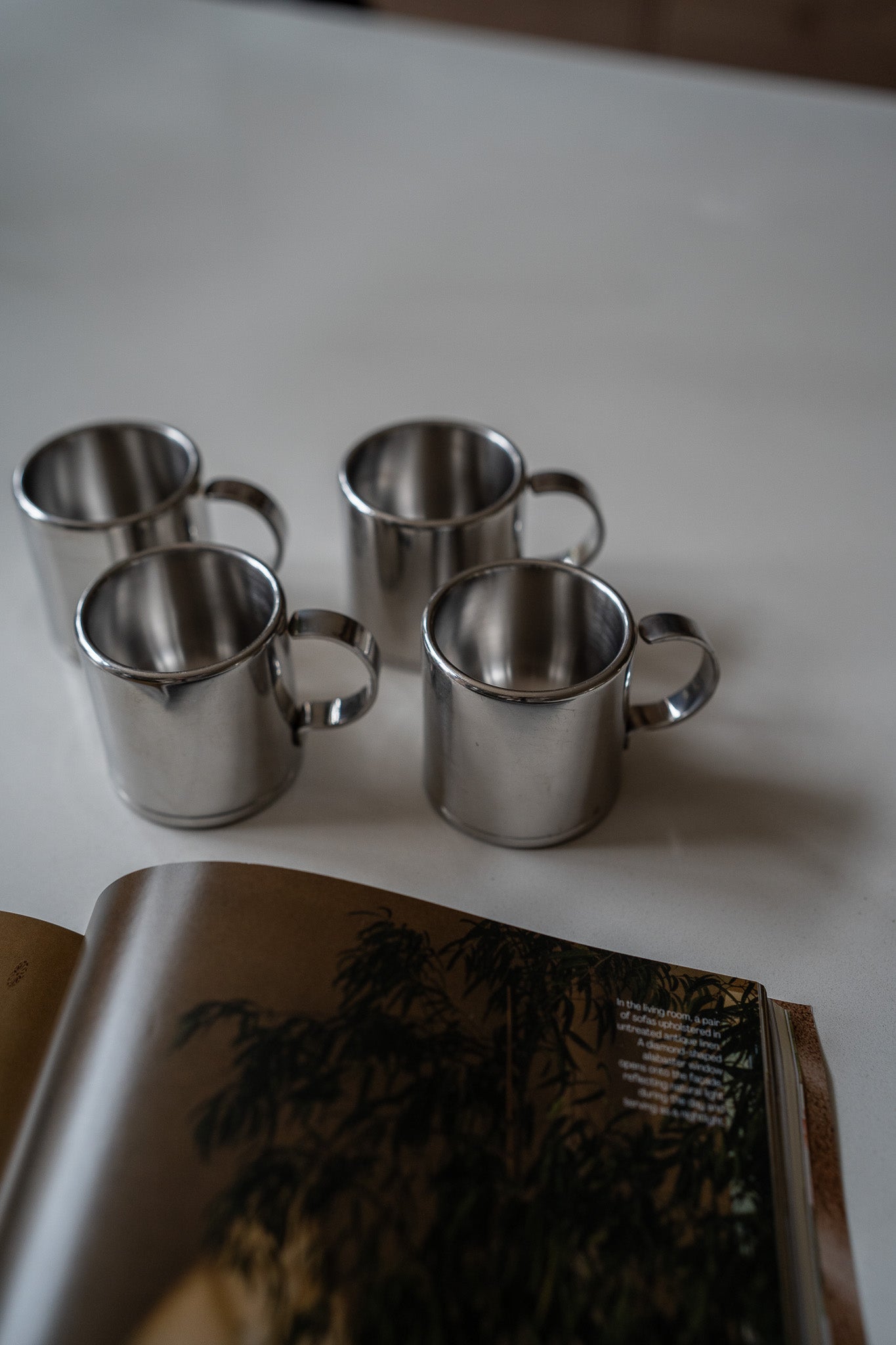 Set van 4 rvs espressokopjes