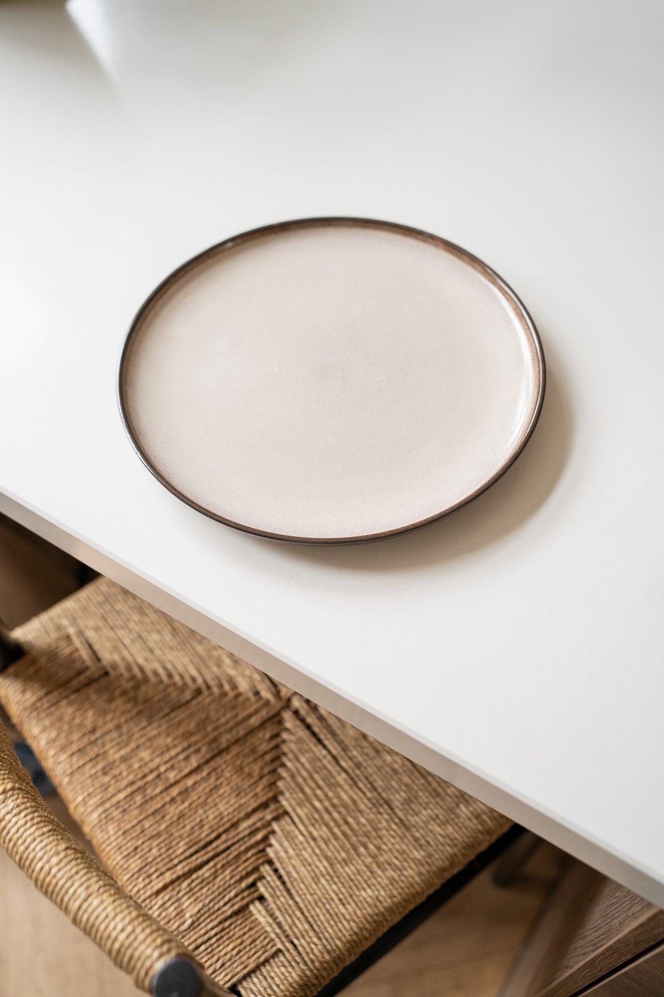 Schaal & bord van potterie Driehoek huizen