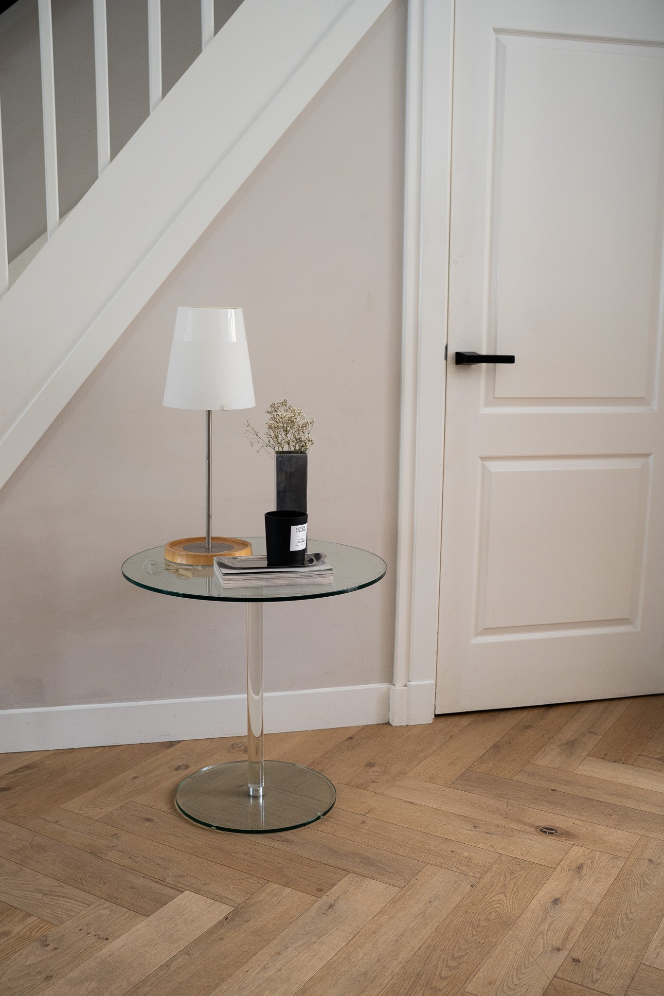 Ronde glazen bijzettafel
