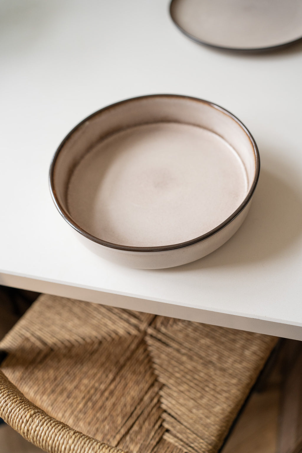 Schaal & bord van potterie Driehoek huizen