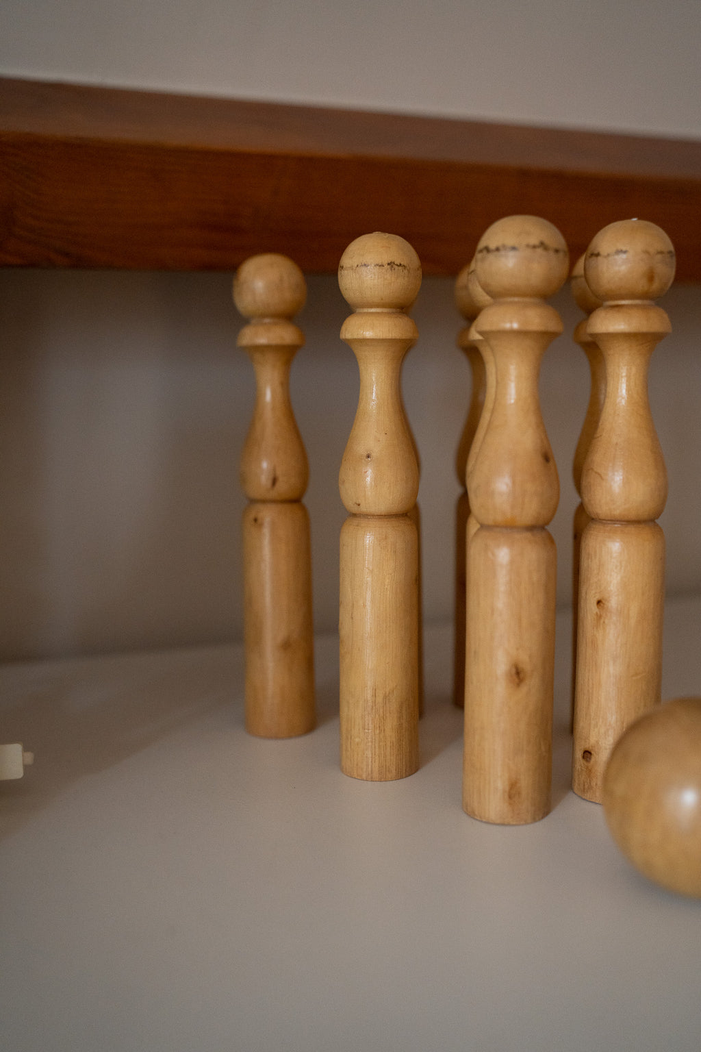 Vintage houten kegelspel