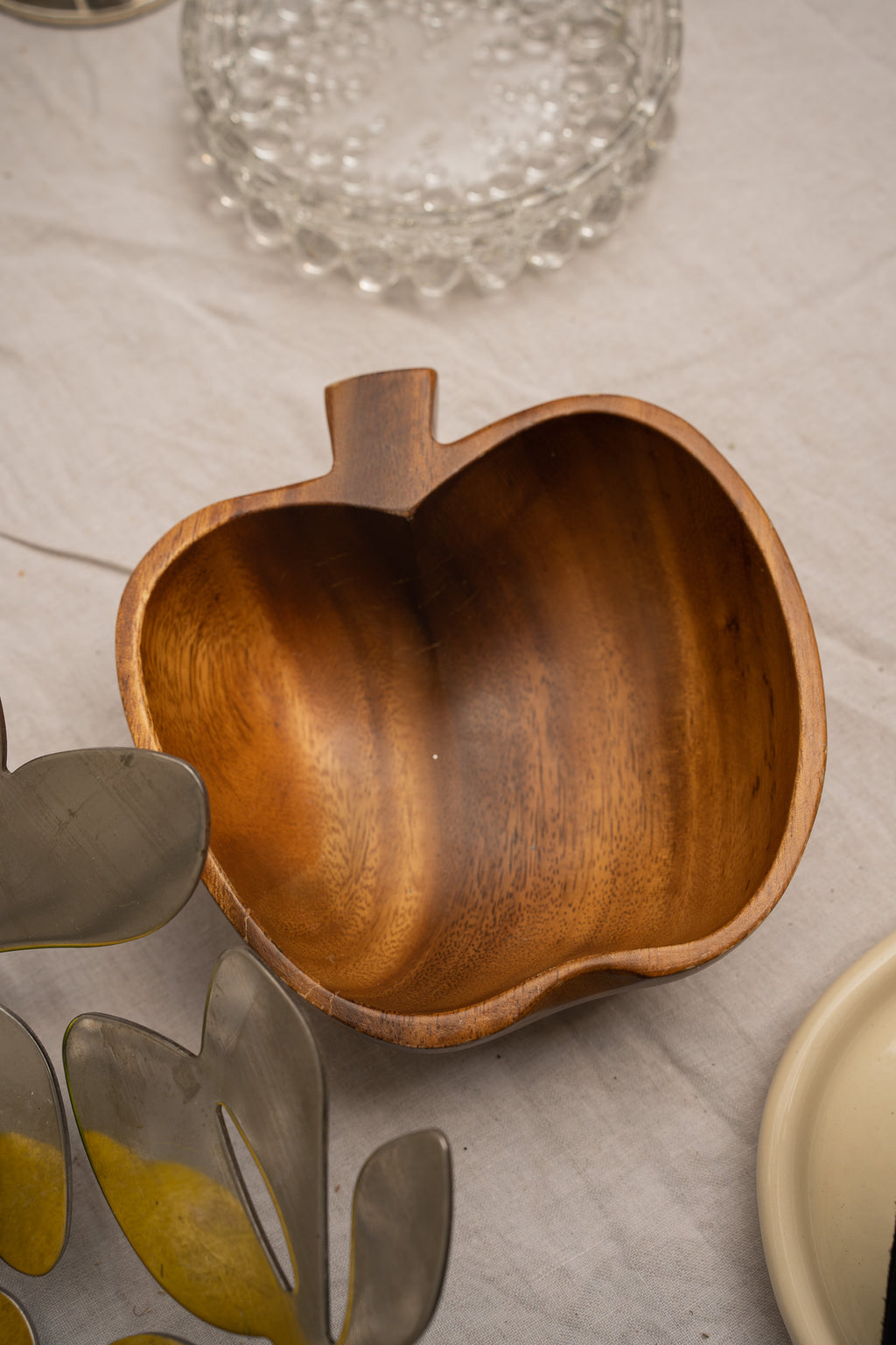Wooden bowl apple
