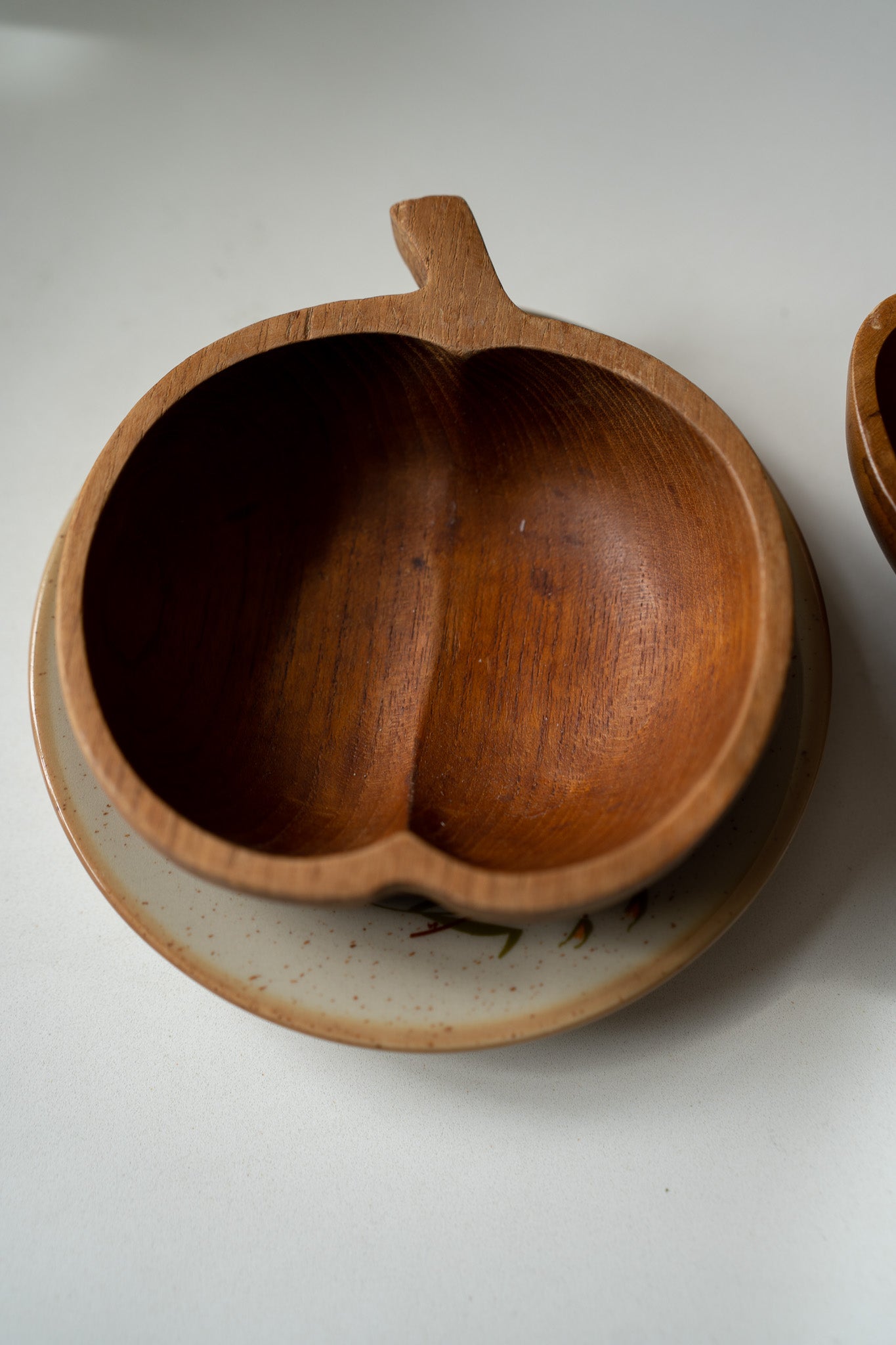 Wooden bowl apple