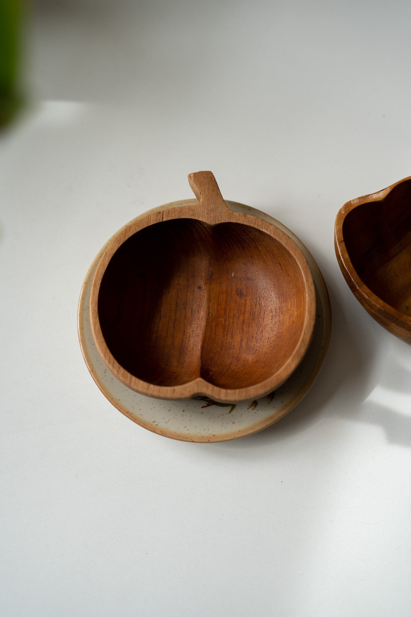 Wooden bowl apple