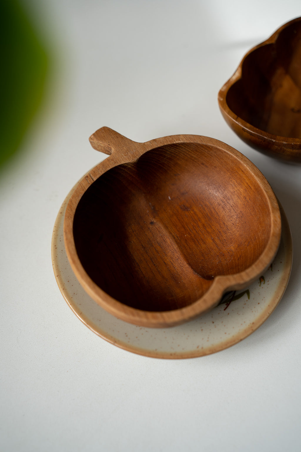 Wooden bowl apple