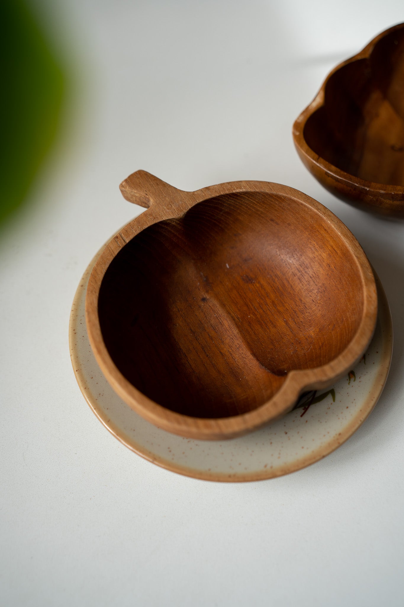 Wooden bowl apple