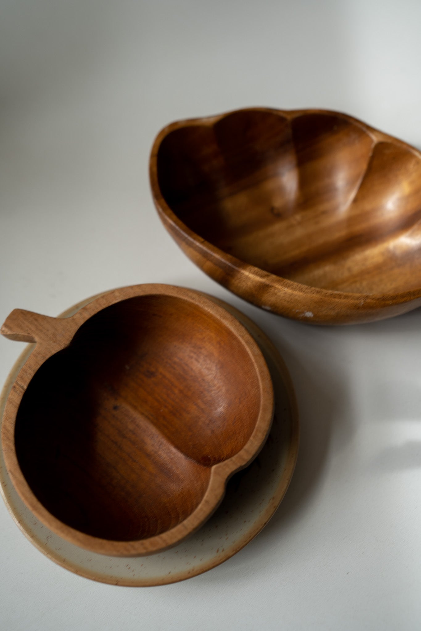 Wooden bowl apple
